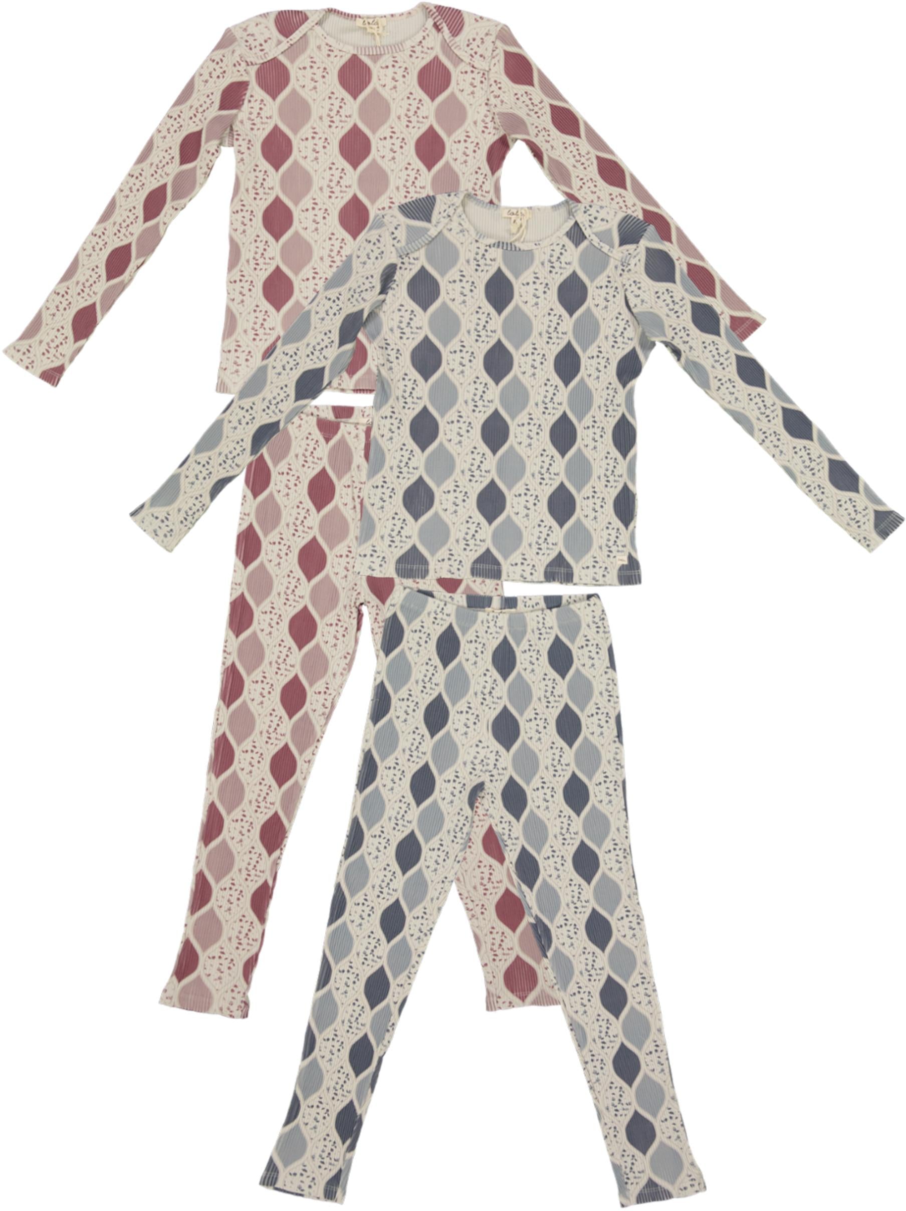 Lola Boys Girls Ribbed Printed Cotton Pajamas - WB5CP7220E