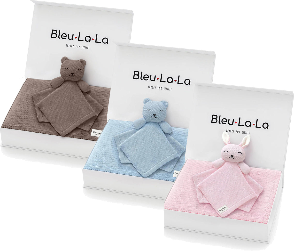 Bleu La La Baby Boys Girls Knit Blanket & Lovey Gift Box Set - BKT-LVY-GS-BR Bleu La La Baby Boys Girls Knit Blanket & Lovey Gift Box Set - BKT-LVY-GS-BR
