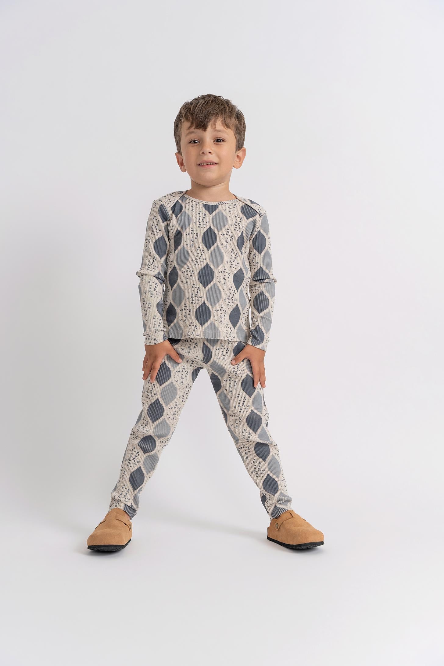 Lola Boys Girls Ribbed Printed Cotton Pajamas - WB5CP7220E