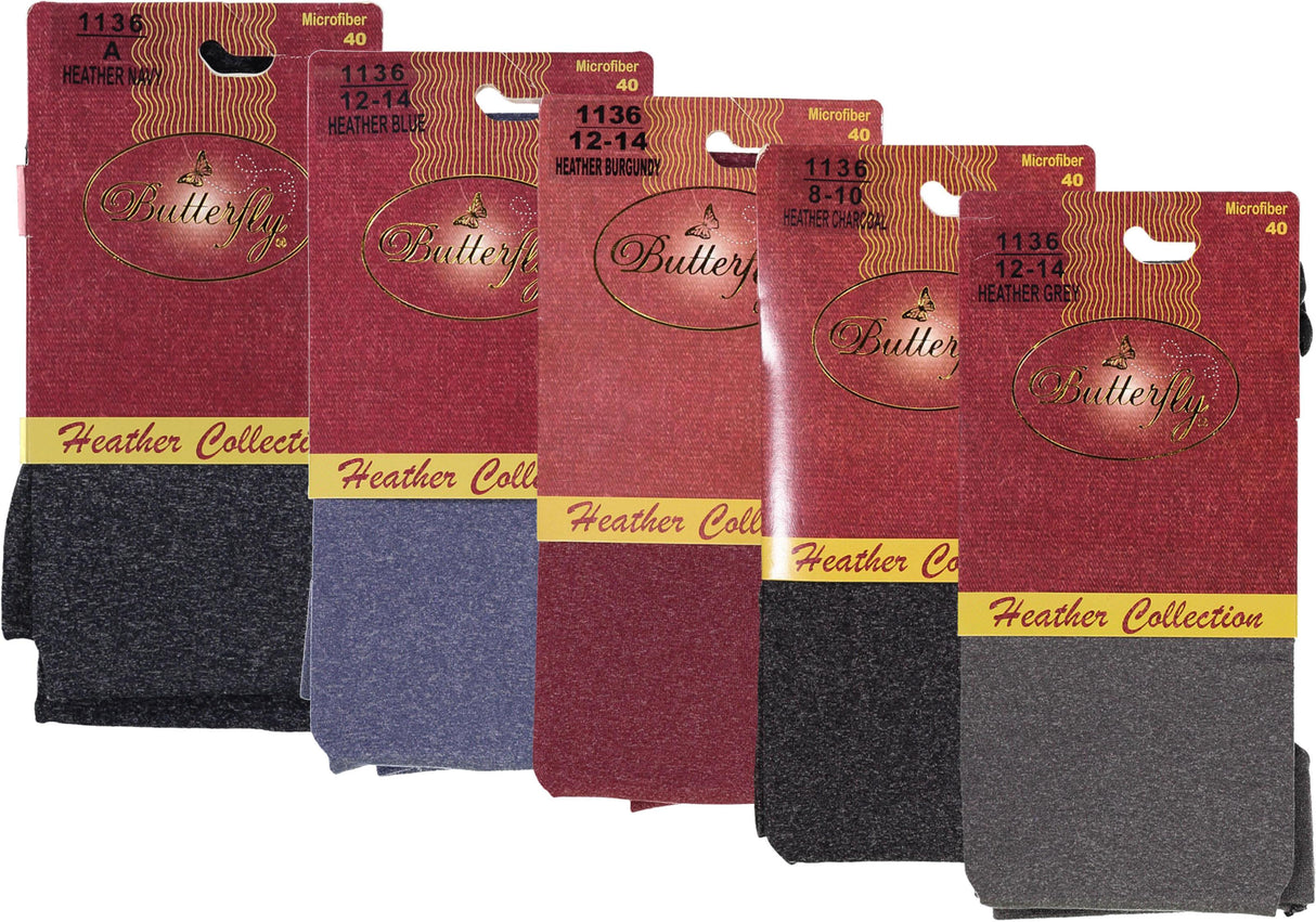 Butterfly Girls Heather Collection Microfiber 40 Opaque Tights - 1136 Butterfly Girls Heather Collection Microfiber 40 Opaque Tights - 1136