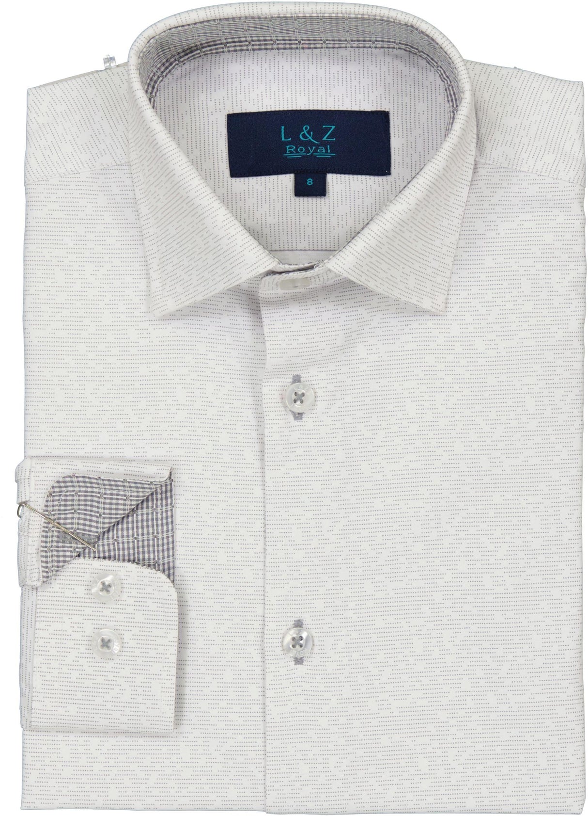 L & Z Royal Boys Lined Print Long Sleeve Dress Shirt - 50035 L & Z Royal Boys Lined Print Long Sleeve Dress Shirt - 50035