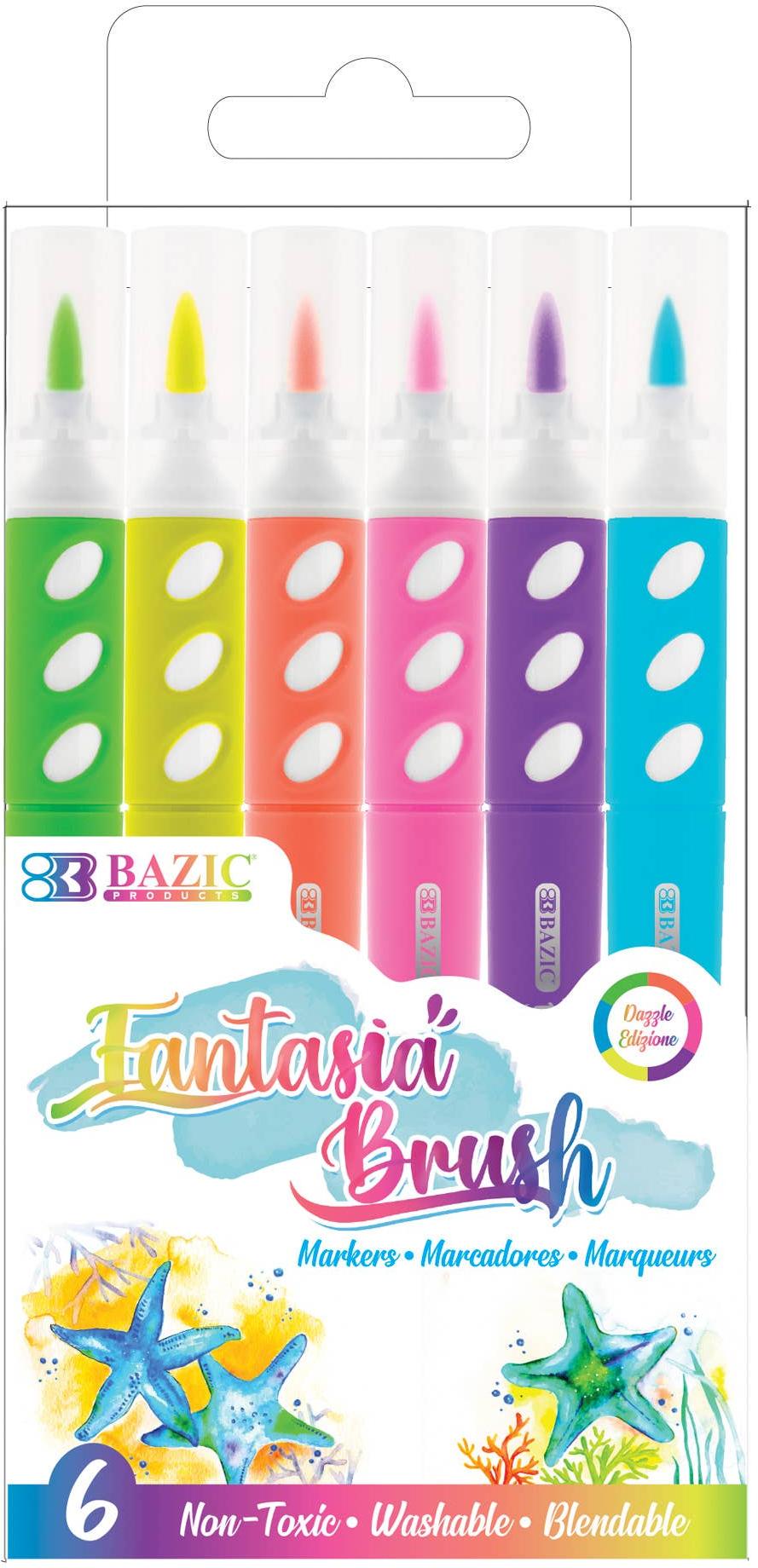 Bazic Brush Marker 6 Pack - 1268-A Bazic Brush Marker 6 Pack - 1268-A