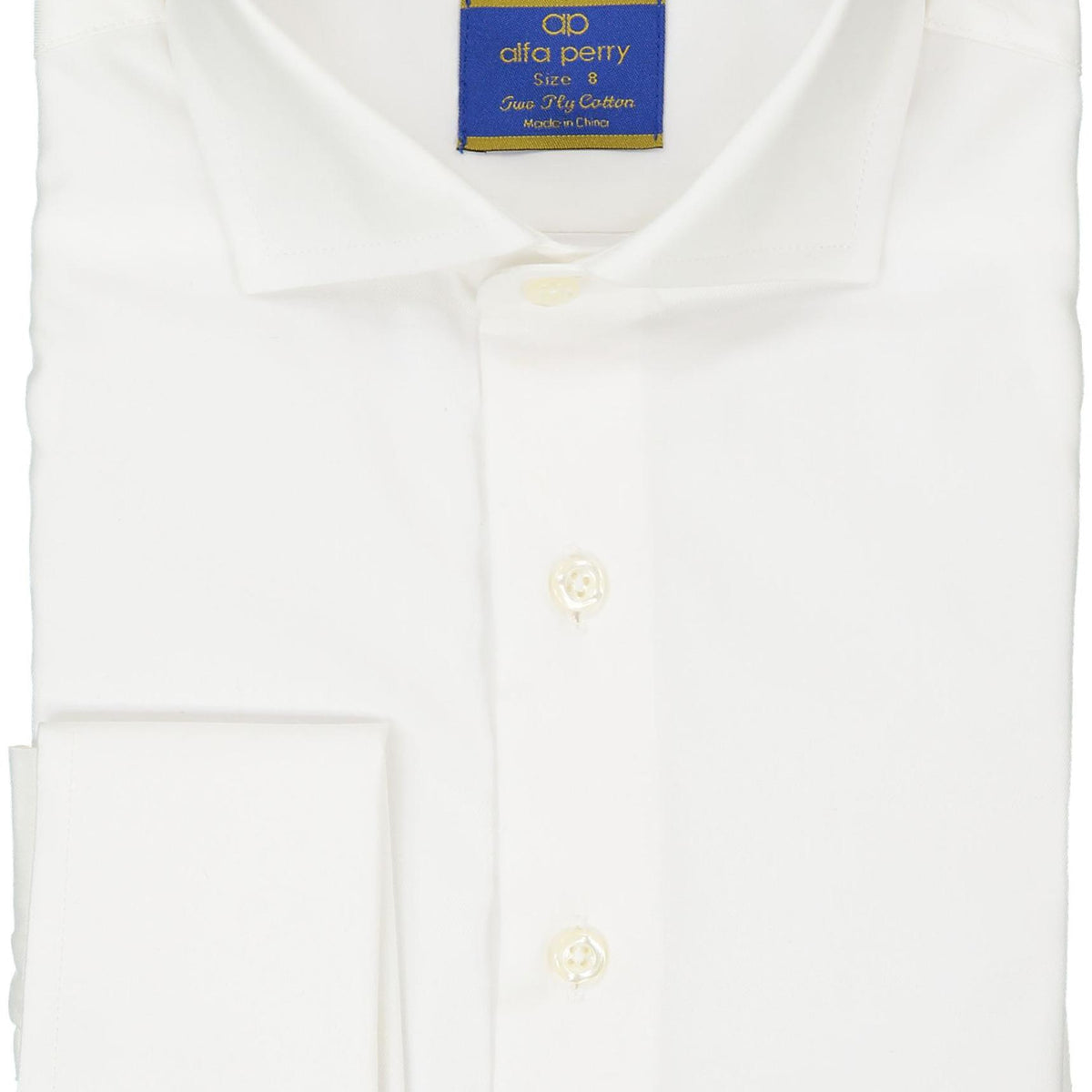 Alfa Perry Boys Long Sleeve Solid White French Cuff Dress Shirt APSH