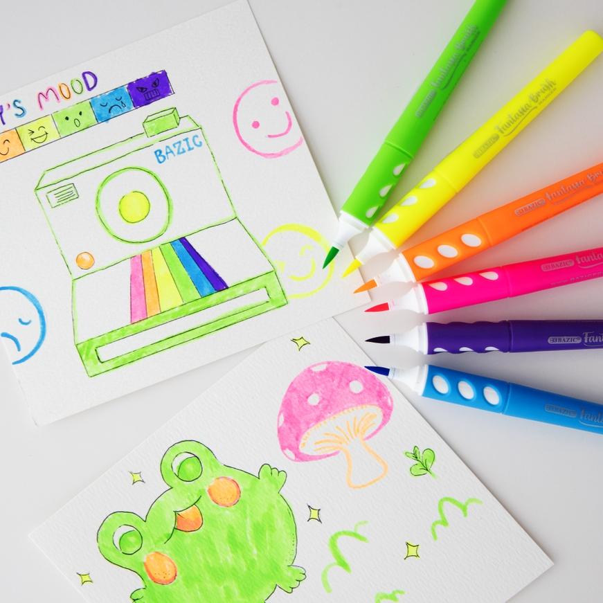 Bazic Brush Marker 6 Pack - 1268-A Bazic Brush Marker 6 Pack - 1268-A