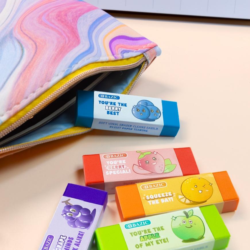 Bazic Fruit Scented Eraser 5 Pack - 2222 Bazic Fruit Scented Eraser 5 Pack - 2222
