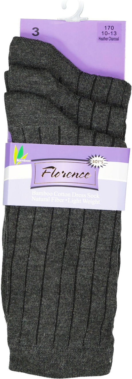 Florence Boys Bamboo Crew Rib Dress Socks 3 Pack - 170