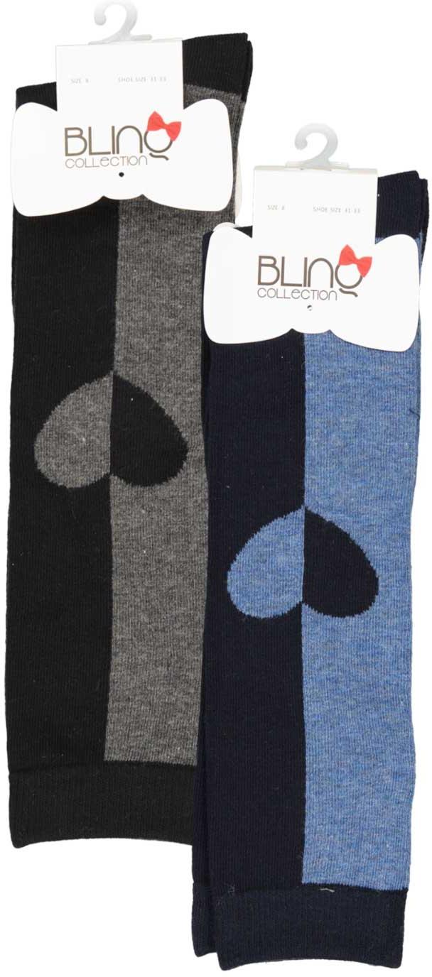 BlinQ Girls Two Tone Heart Knee Socks - 906 BlinQ Girls Two Tone Heart Knee Socks - 906