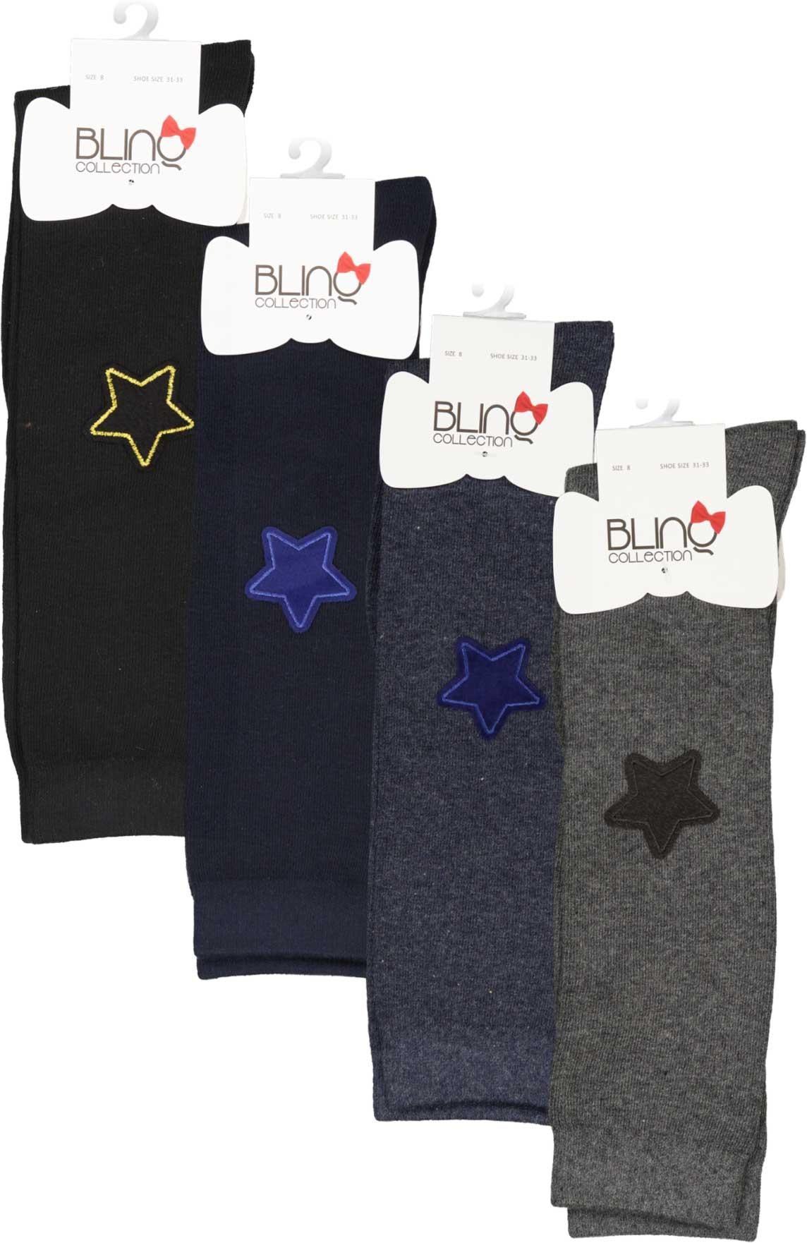 BlinQ Girls Velour Star Knee Socks - 912 BlinQ Girls Velour Star Knee Socks - 912