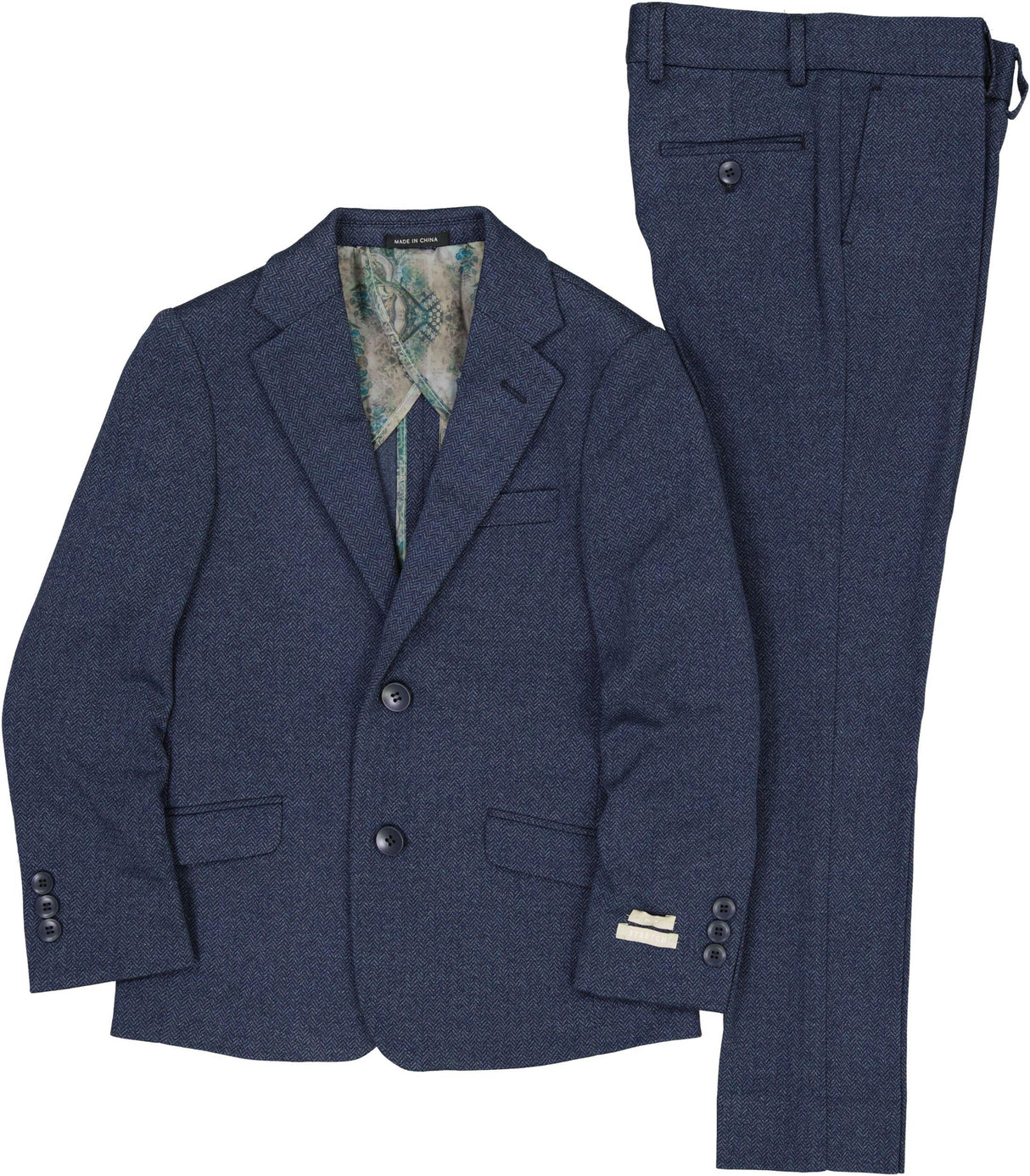 T.O. Collection Boys Navy Stretch Knit Fashion Suit - A6-505 T.O. Collection Boys Navy Stretch Knit Fashion Suit - A6-505