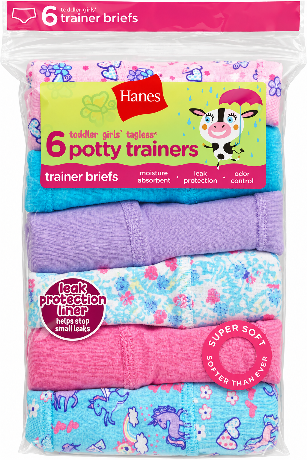 Hanes Toddler Girls Briefs Assorted 6 Pack - TABBR6 Hanes Toddler Girls Briefs Assorted 6 Pack - TABBR6
