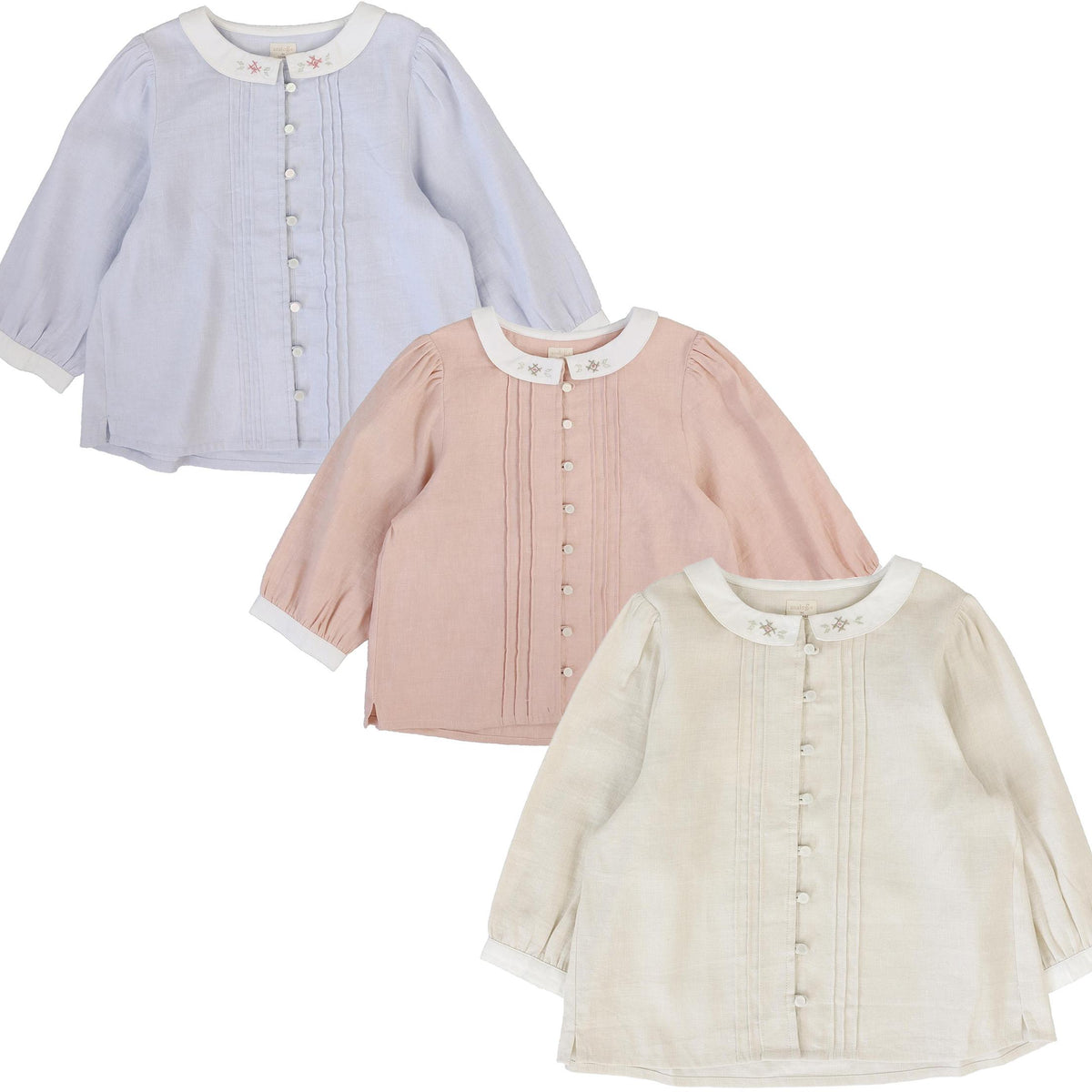 Analogie by Lil Legs Embroidered Linen Collection Girls 3/4 Sleeve 