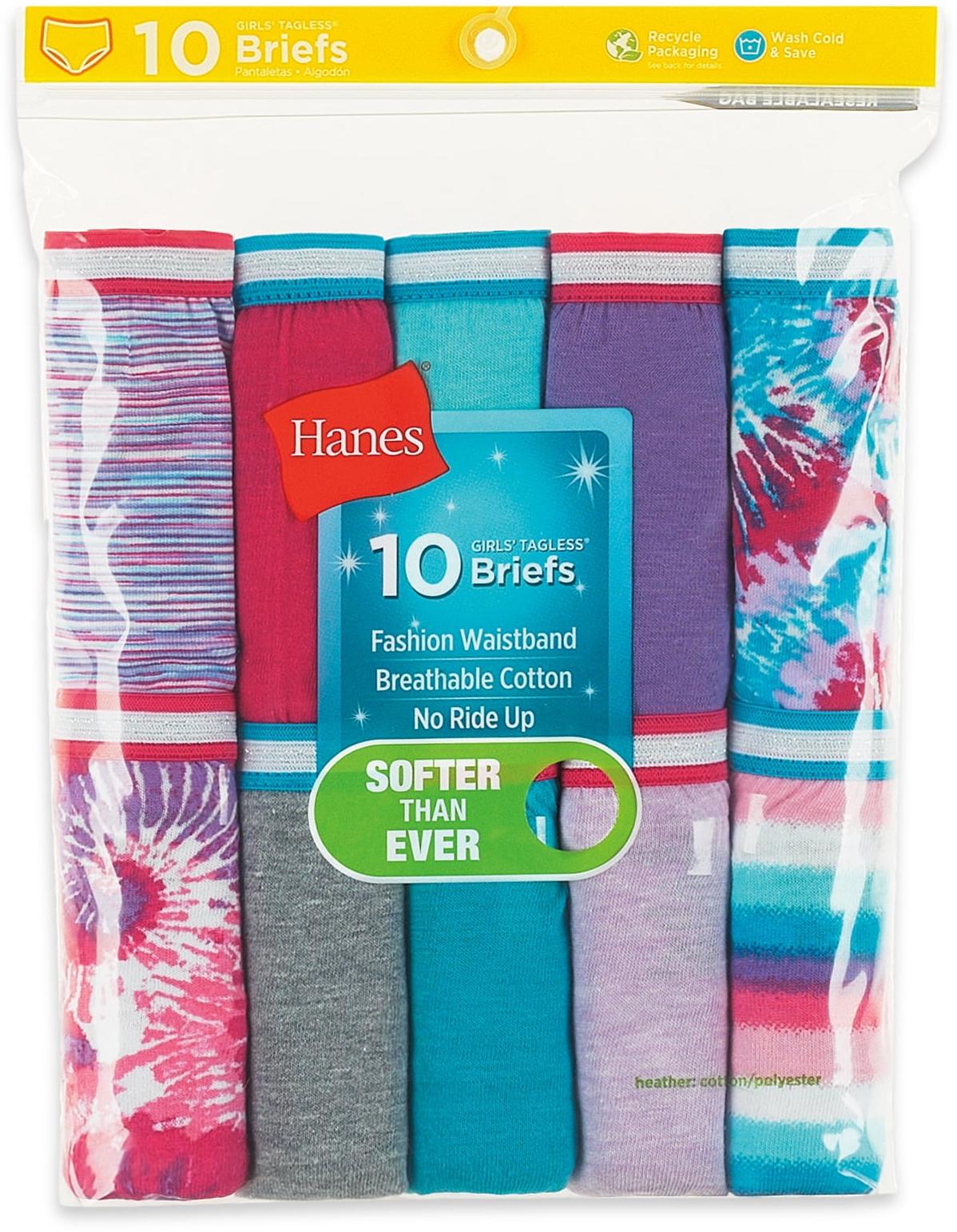 Hanes Girls Assorted Briefs 10 Pack - GSBR10 Hanes Girls Assorted Briefs 10 Pack - GSBR10