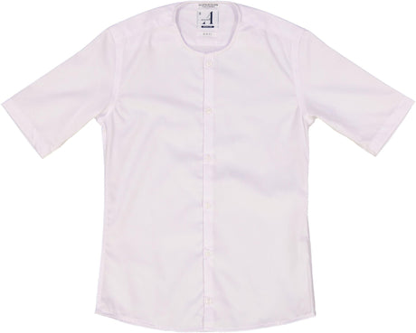 Alviso Boys White Short Sleeve Slim Fit Dress Shirt with No Collar - T601-BOSSN