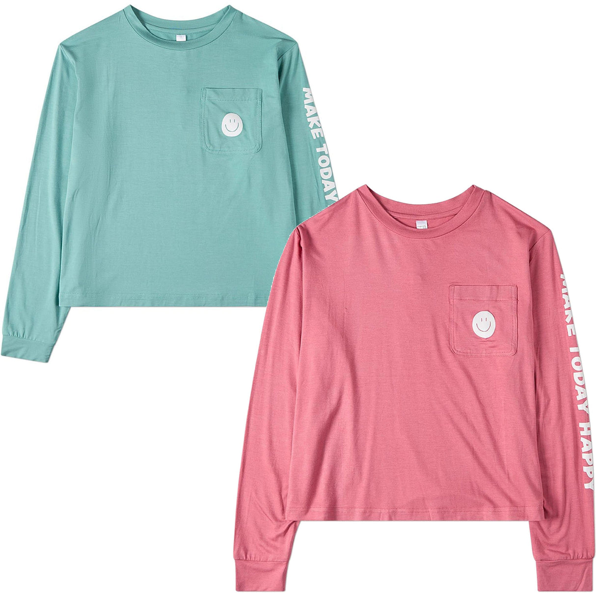 Memoi Girls Teens Make Today Happy Smiley Long Sleeve T-shirt - MKC-116 Memoi Girls Teens Make Today Happy Smiley Long Sleeve T-shirt - MKC-116