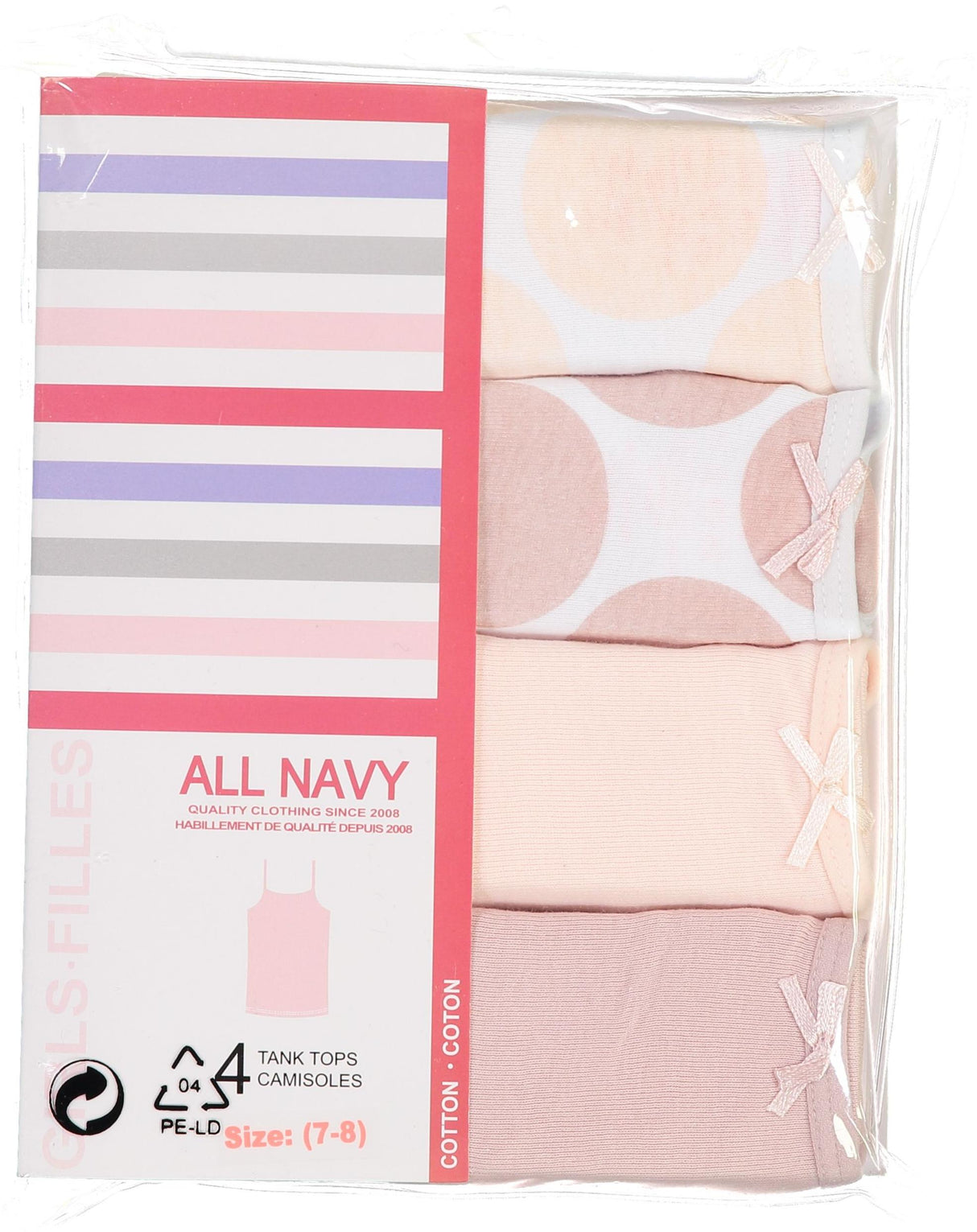 All Navy Girls Dot Print Tank Undershirts 4 Pack - TW21-GDTST All Navy Girls Dot Print Tank Undershirts 4 Pack - TW21-GDTST