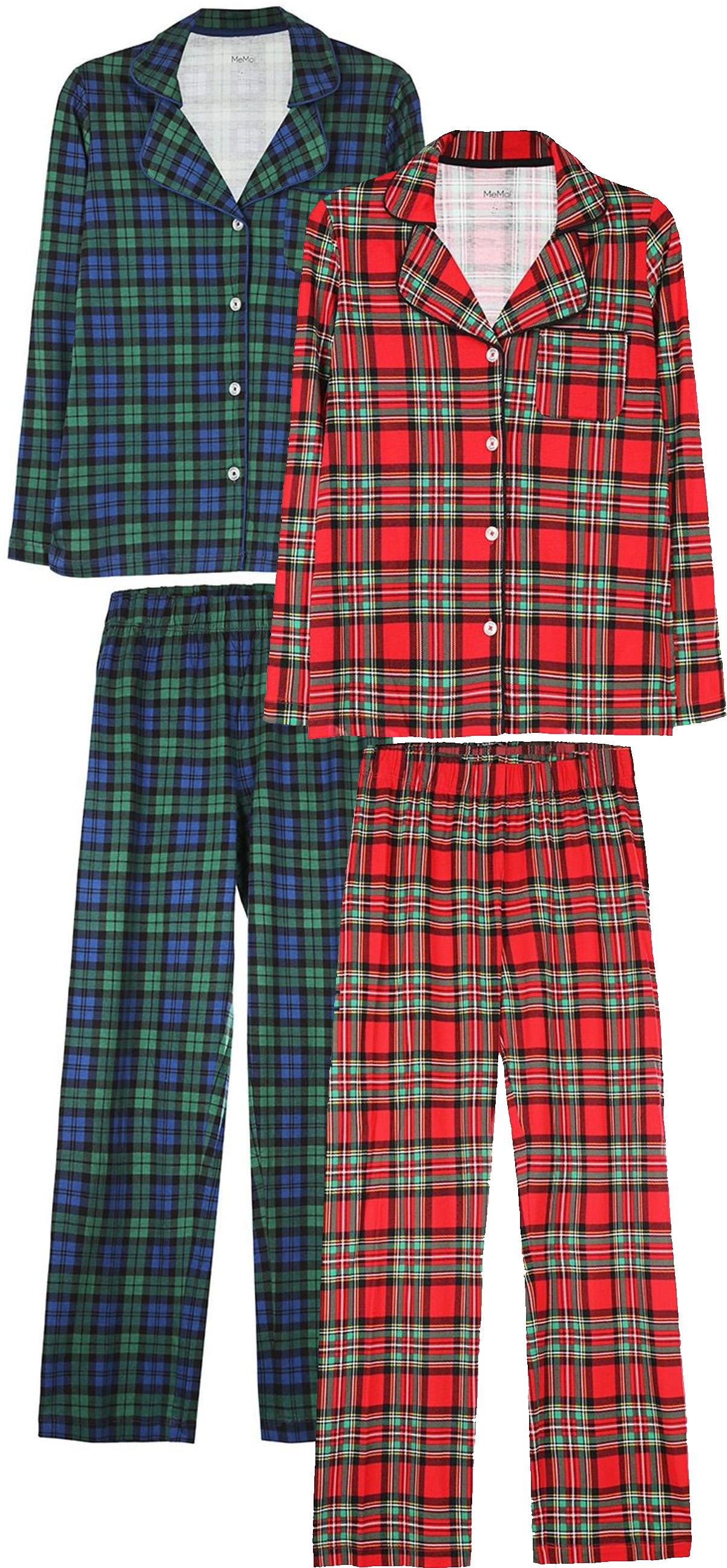 Memoi Teens/Womens Plaid Notch Collar 2 Piece Pajama Set - CPJ07714 Memoi Teens/Womens Plaid Notch Collar 2 Piece Pajama Set - CPJ07714