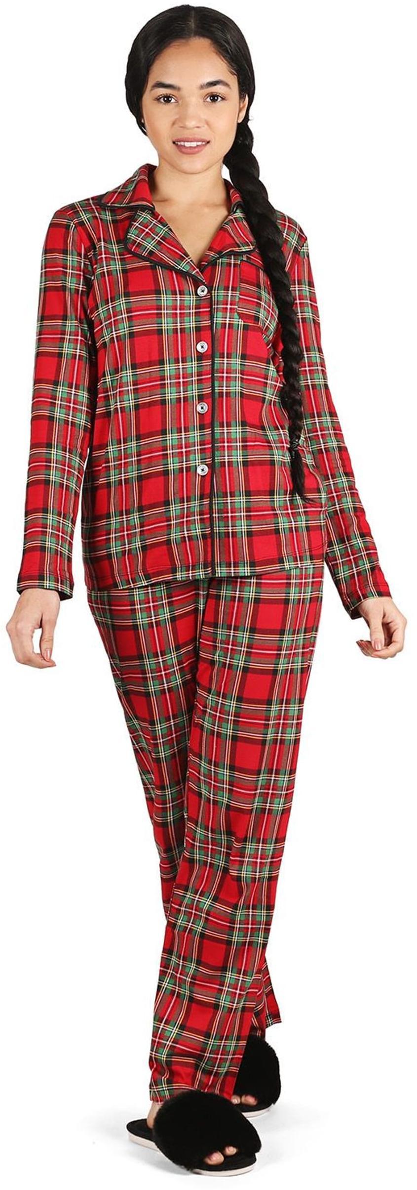 Memoi Teens/Womens Plaid Notch Collar 2 Piece Pajama Set - CPJ07714 Memoi Teens/Womens Plaid Notch Collar 2 Piece Pajama Set - CPJ07714