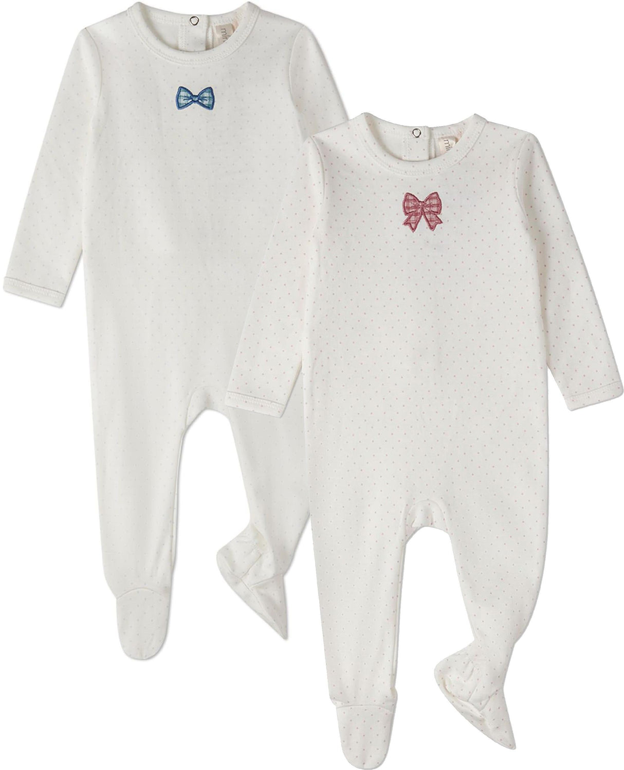 MiniMoi by Memoi Baby Boys Girls Cotton Bow Footie - IAA10050/IAA10054 MiniMoi by Memoi Baby Boys Girls Cotton Bow Footie - IAA10050/IAA10054
