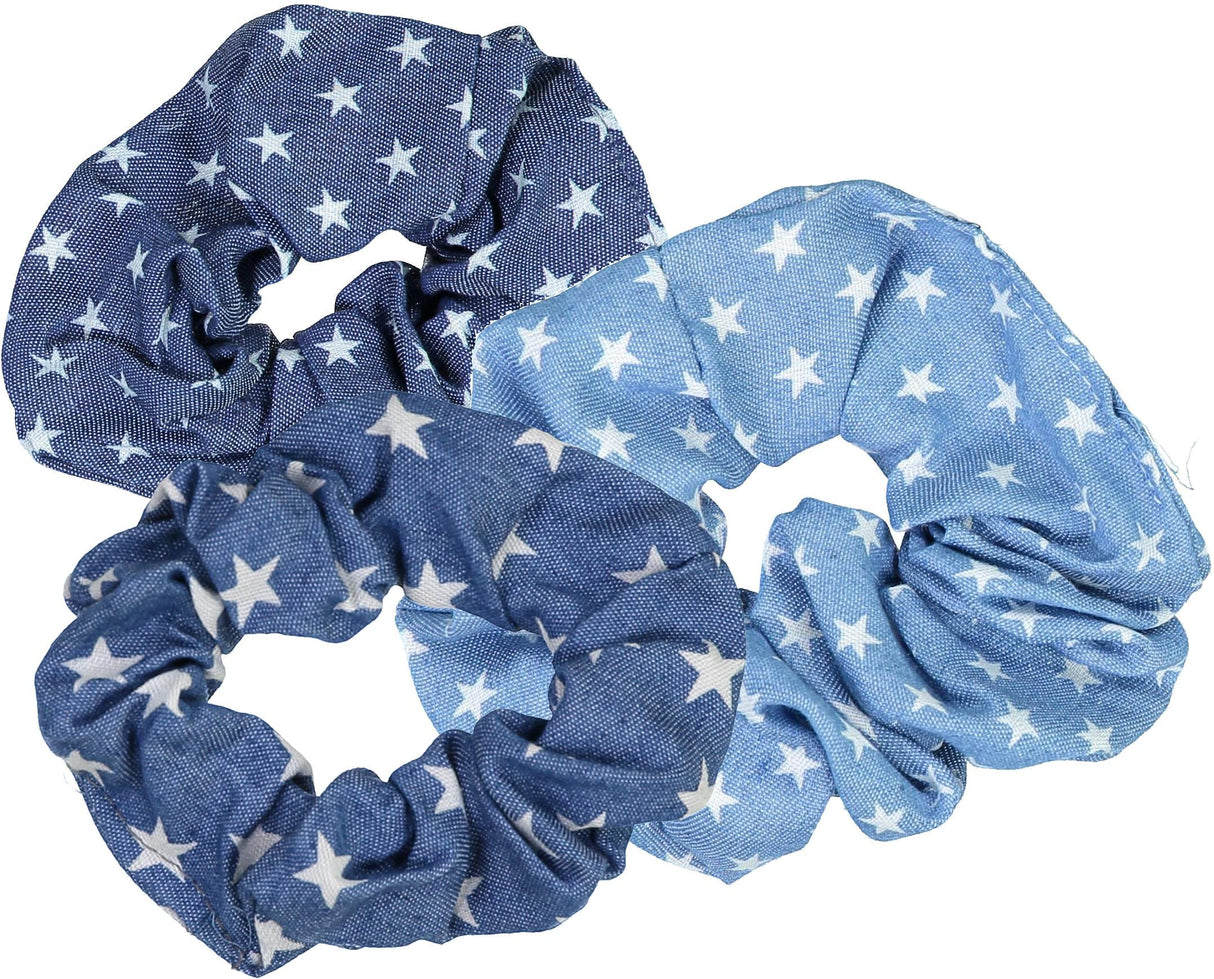 Keshet Denim White Star Scrunchy - SC46 Keshet Denim White Star Scrunchy - SC46
