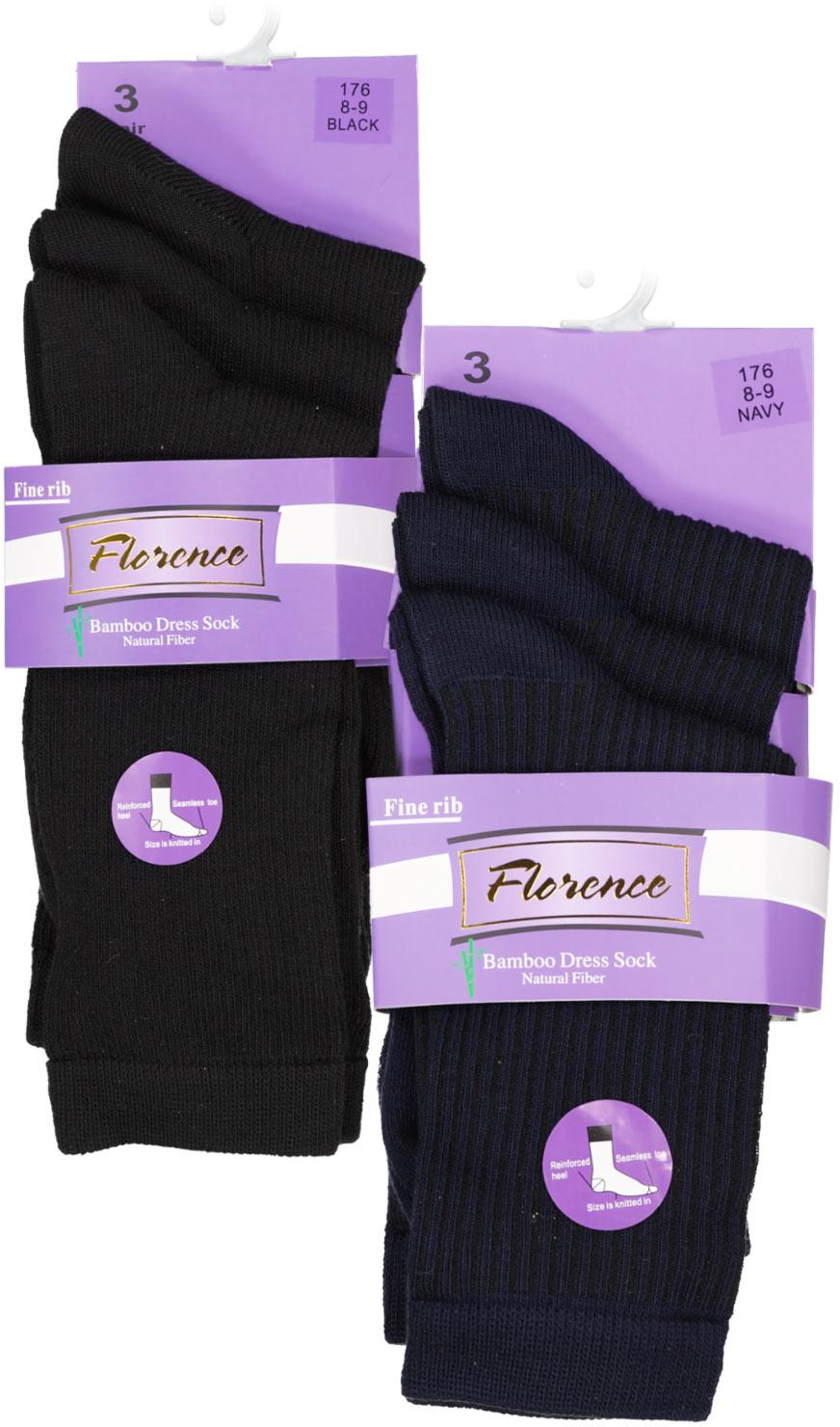 Florence Boys Bamboo Fine Rib Dress Socks 3 Pack - 176 Florence Boys Bamboo Fine Rib Dress Socks 3 Pack - 176