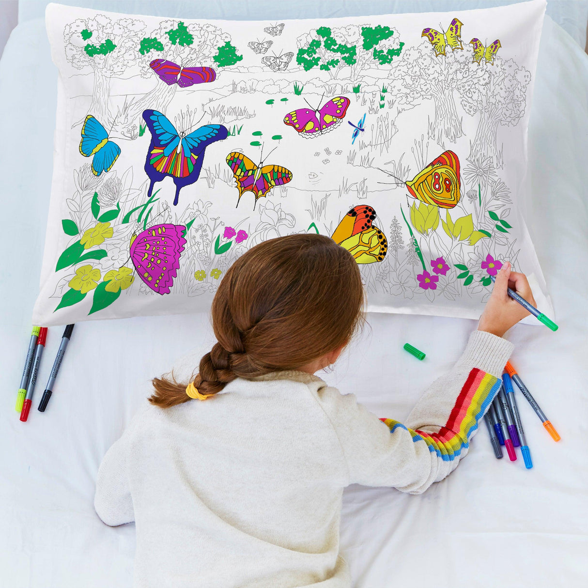 Eat Sleep Doodle Butterfly Pillowcase & Marker Set - BTDPC Eat Sleep Doodle Butterfly Pillowcase & Marker Set - BTDPC