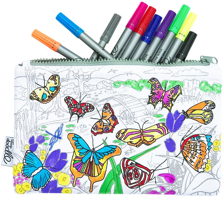 Eat Sleep Doodle Butterfly Pencil Case & Marker Set - BTPEN Eat Sleep Doodle Butterfly Pencil Case & Marker Set - BTPEN