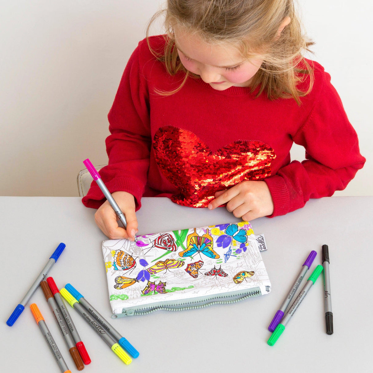 Eat Sleep Doodle Butterfly Pencil Case & Marker Set - BTPEN Eat Sleep Doodle Butterfly Pencil Case & Marker Set - BTPEN