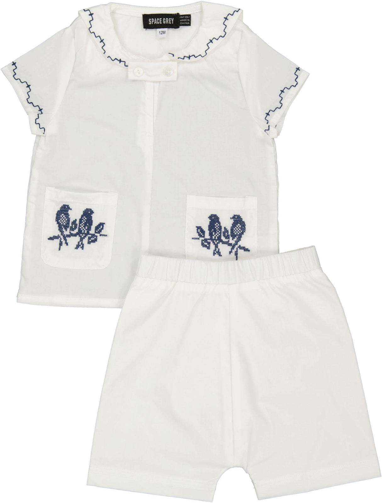 Space Gray Baby Boys Embroidered Outfit - SB6CY2921BB Space Gray Baby Boys Embroidered Outfit - SB6CY2921BB