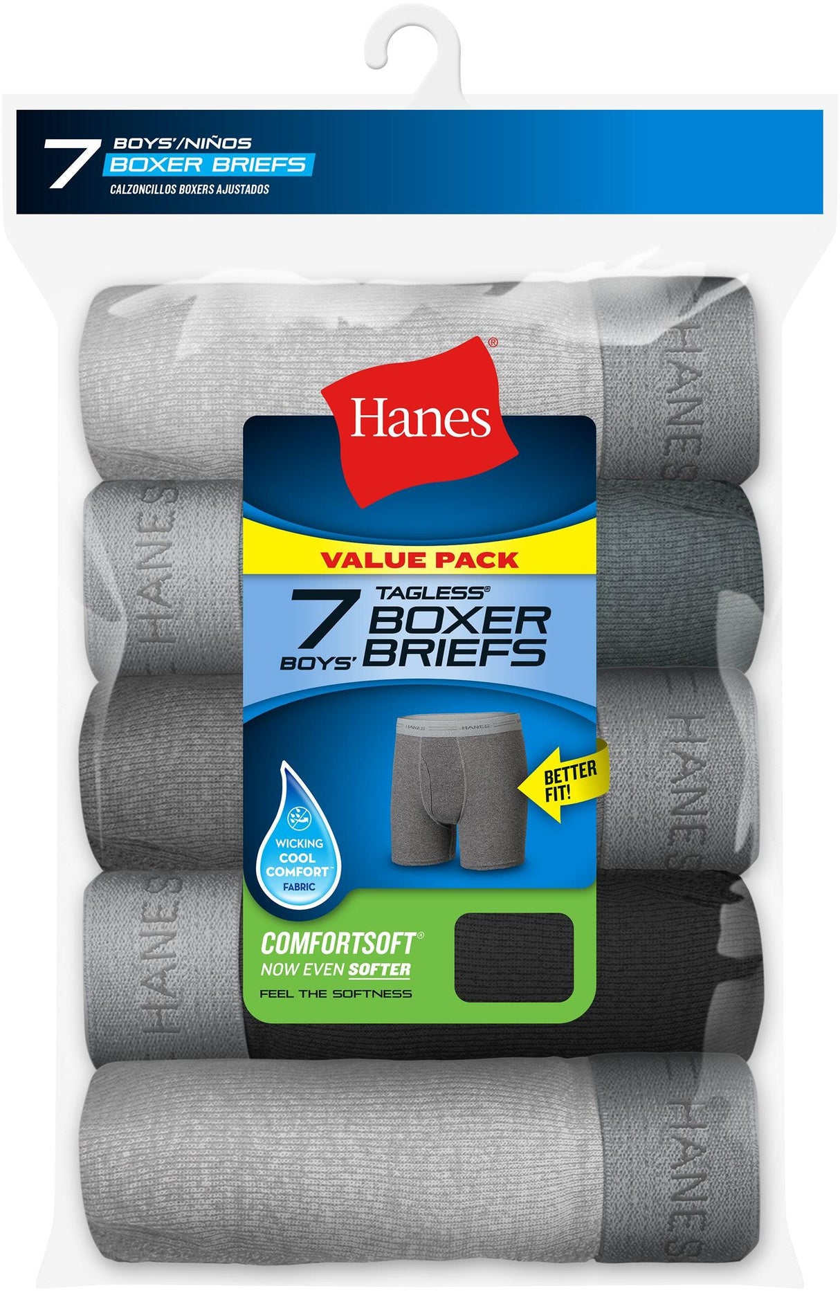 Hanes Boys Assorted Boxer Briefs 7 Pack - B749V7 Hanes Boys Assorted Boxer Briefs 7 Pack - B749V7