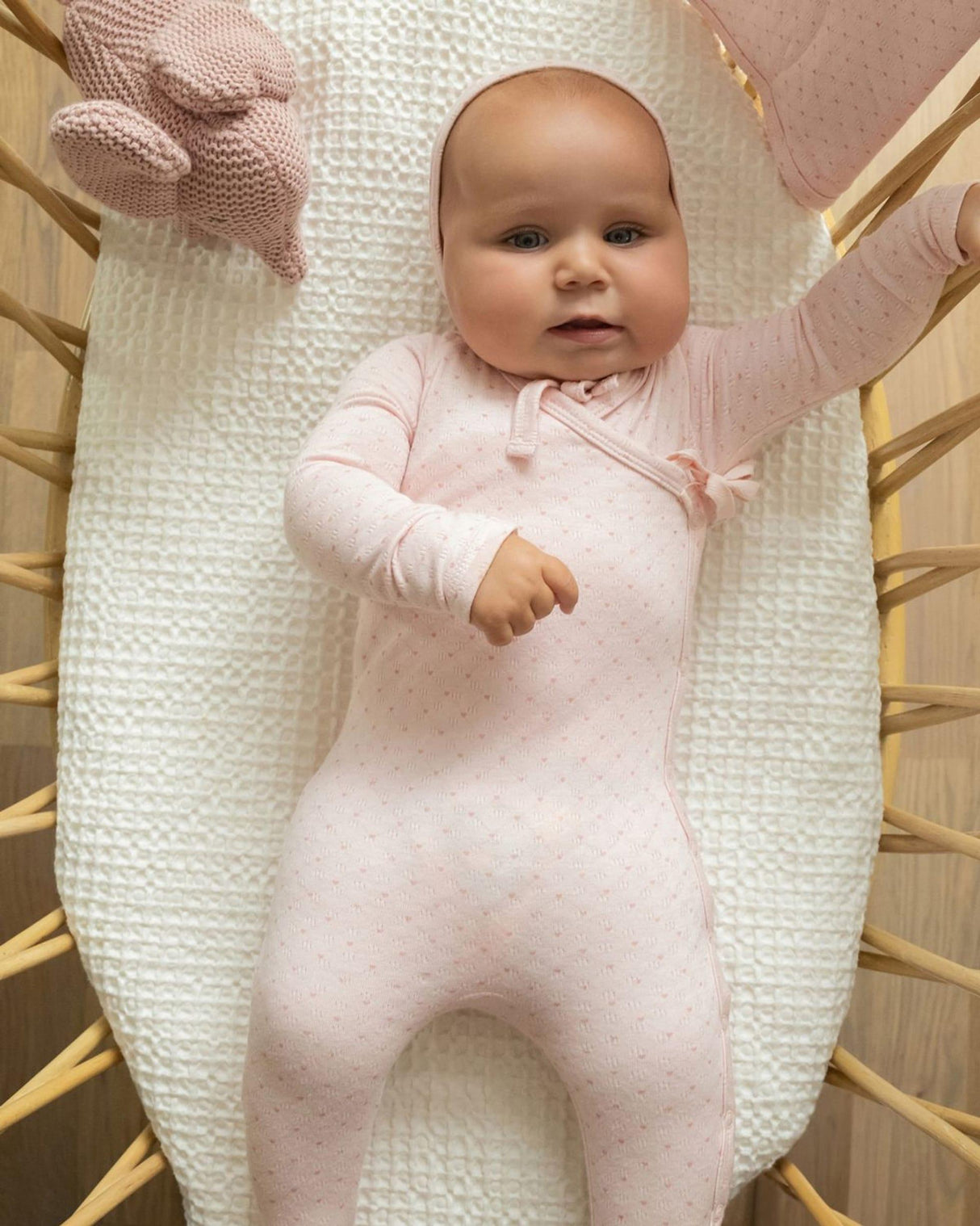 MiniMoi by Memoi Baby GirlsLittle Hearts Pointelle Cotton Footie, Beanie, Blanket Set - ING09291 MiniMoi by Memoi Baby GirlsLittle Hearts Pointelle Cotton Footie, Beanie, Blanket Set - ING09291