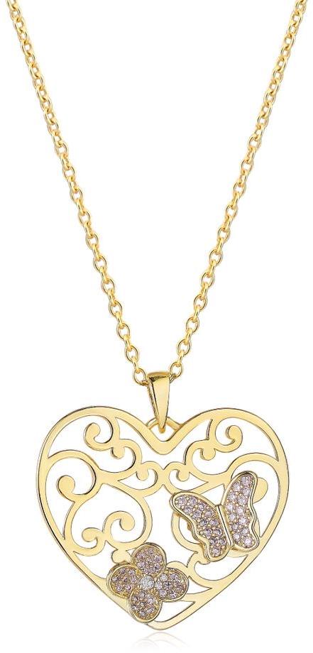 Tiny Gem Butterfly in Heart Necklace - TG2003 Tiny Gem Butterfly in Heart Necklace - TG2003