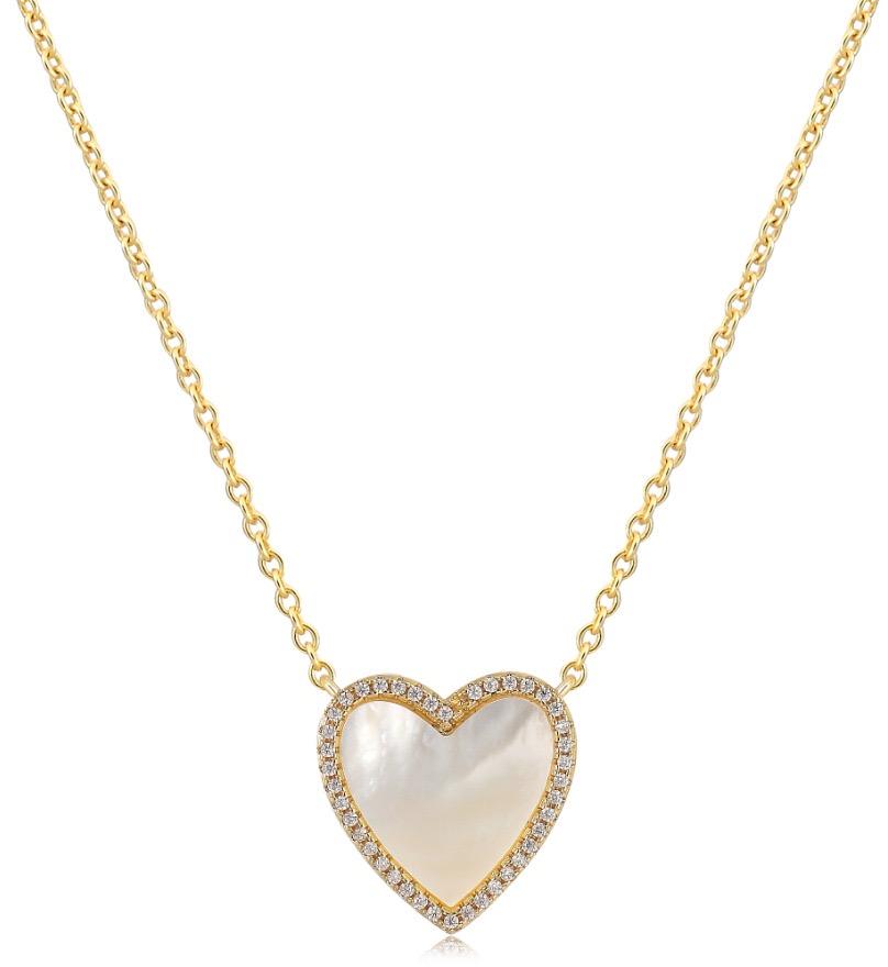 Tiny Gem Pearl Heart Necklace - TG2014 Tiny Gem Pearl Heart Necklace - TG2014