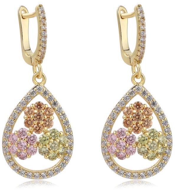 Tiny Gem Girls Triple Flower Hanging Earring - TG73 Tiny Gem Girls Triple Flower Hanging Earring - TG73