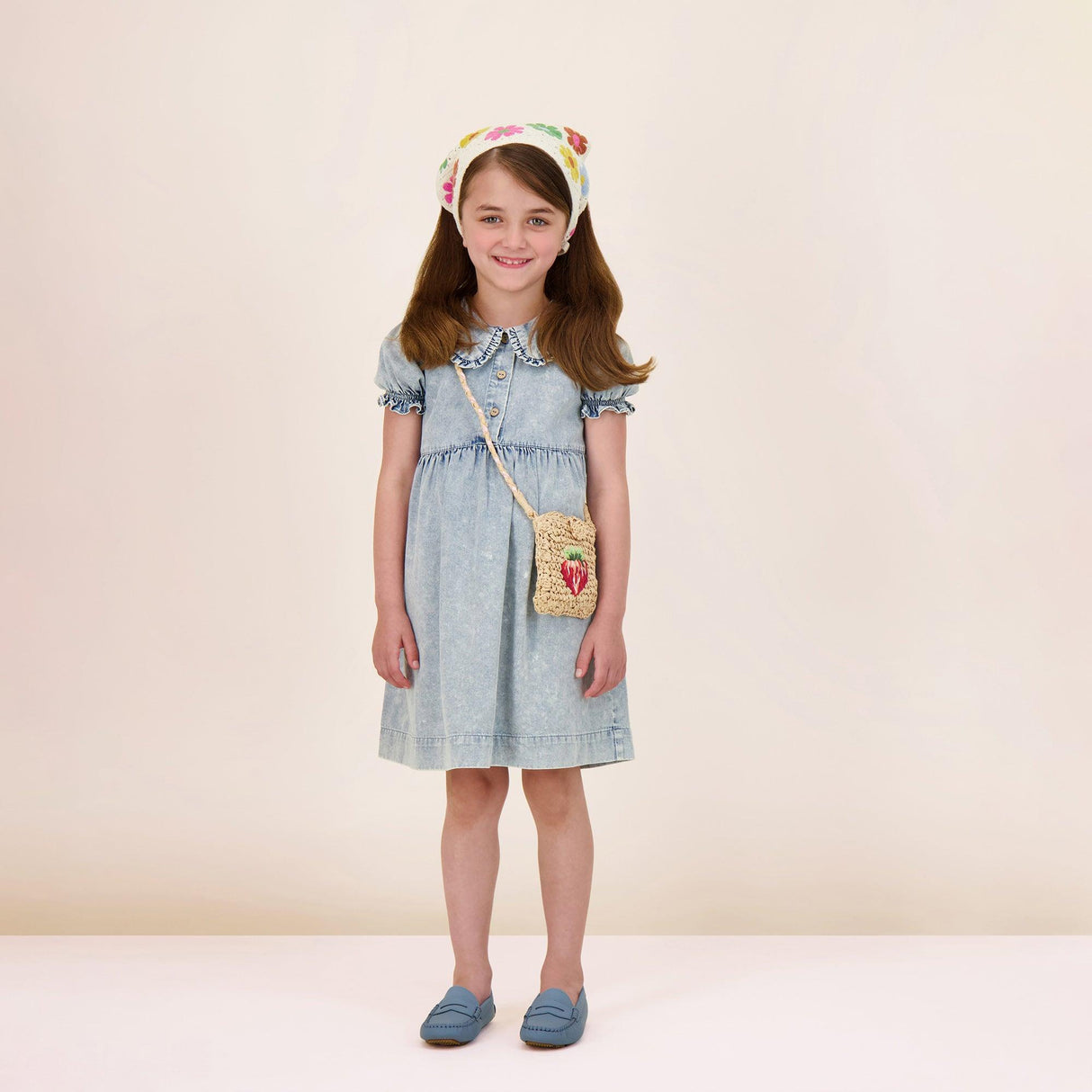 Analogie by Lil Legs Stonewash Collection Girls Peter Pan Short Sleeve Dress - SWPDS Analogie by Lil Legs Stonewash Collection Girls Peter Pan Short Sleeve Dress - SWPDS