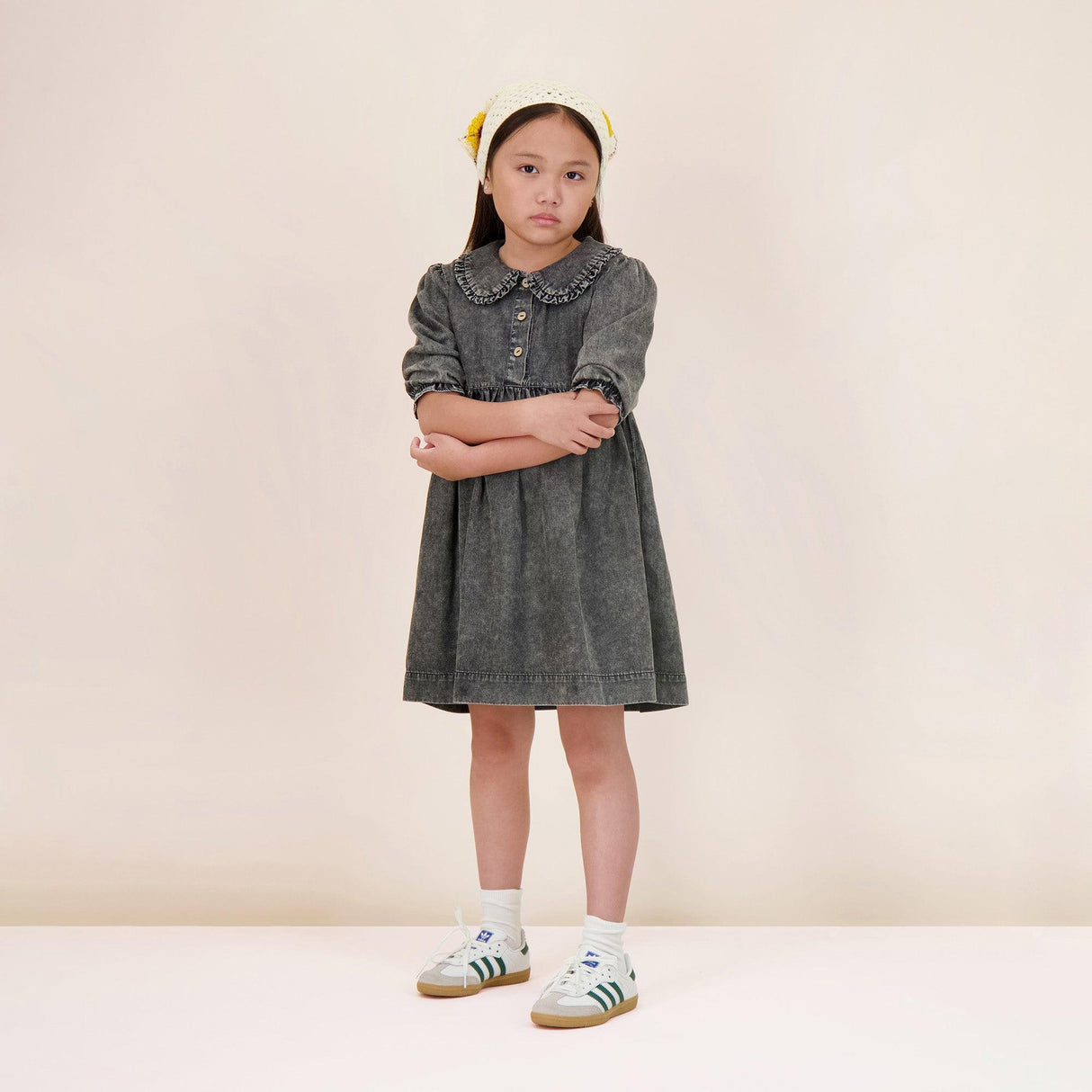 Analogie by Lil Legs Stonewash Collection Girls Peter Pan Long Sleeve Dress - SWPDQ Analogie by Lil Legs Stonewash Collection Girls Peter Pan Long Sleeve Dress - SWPDQ