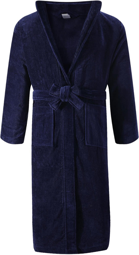 Abstract Boys Navy Terry Robe with Hood - 120-NVY