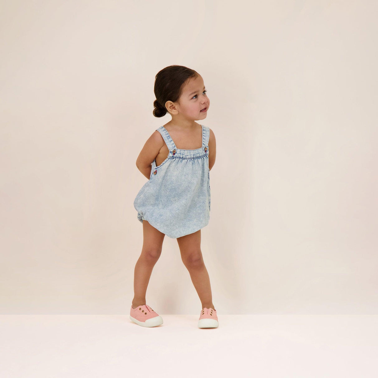 Analogie by Lil Legs Stonewash Collection Baby Toddler Girls Romper - SWGR Analogie by Lil Legs Stonewash Collection Baby Toddler Girls Romper - SWGR
