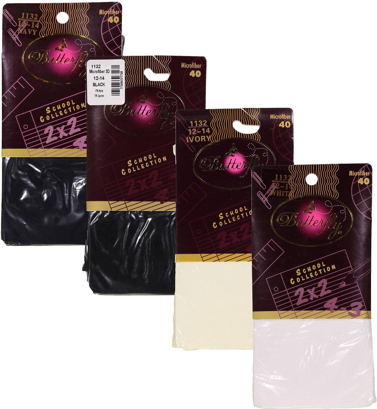 Butterfly Girls School Collection Microfiber 40 Opaque Tights - 1132 Butterfly Girls School Collection Microfiber 40 Opaque Tights - 1132