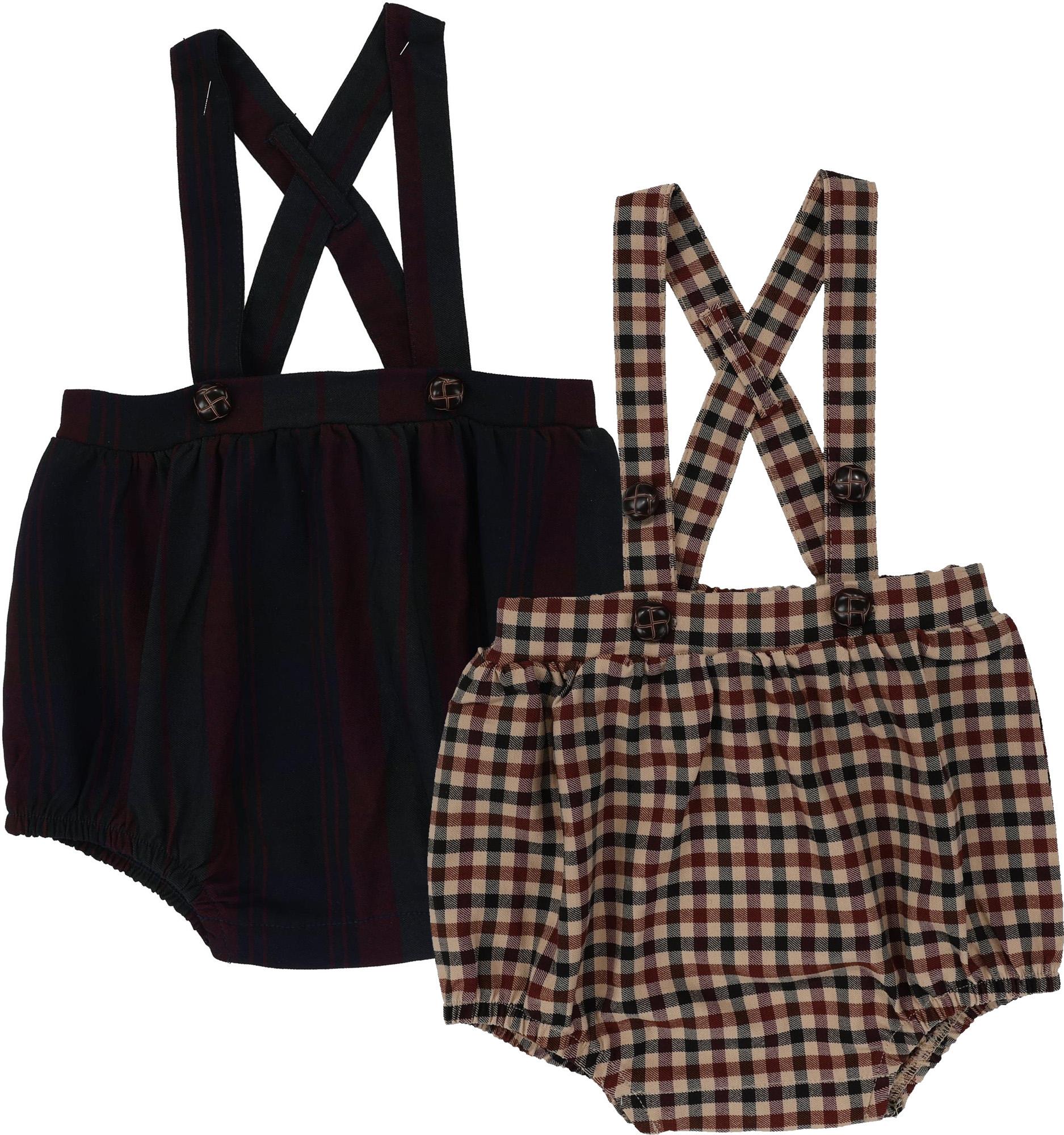 Analogie by Lil Legs Shabbos Collection Toddler Boys Plaid Suspender Bubble Bloomers