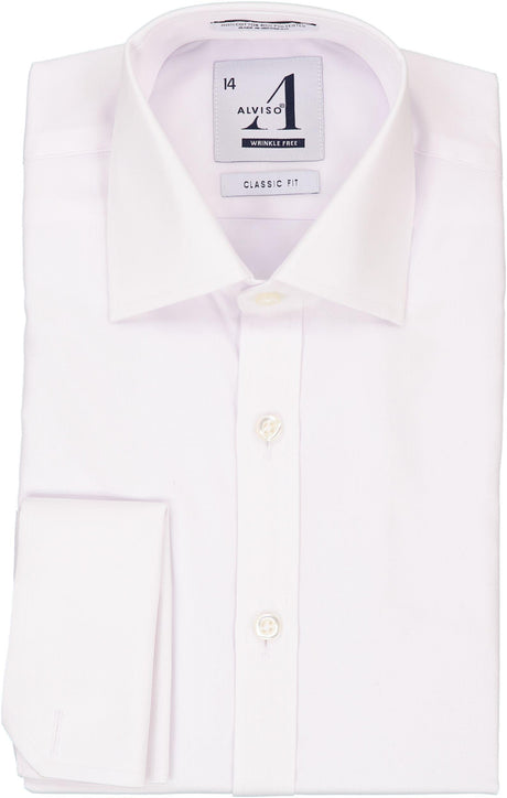 Alviso Boys White French Cuff Cotton/Poly Dress Shirt - T601 Alviso Boys White French Cuff Cotton/Poly Dress Shirt - T601