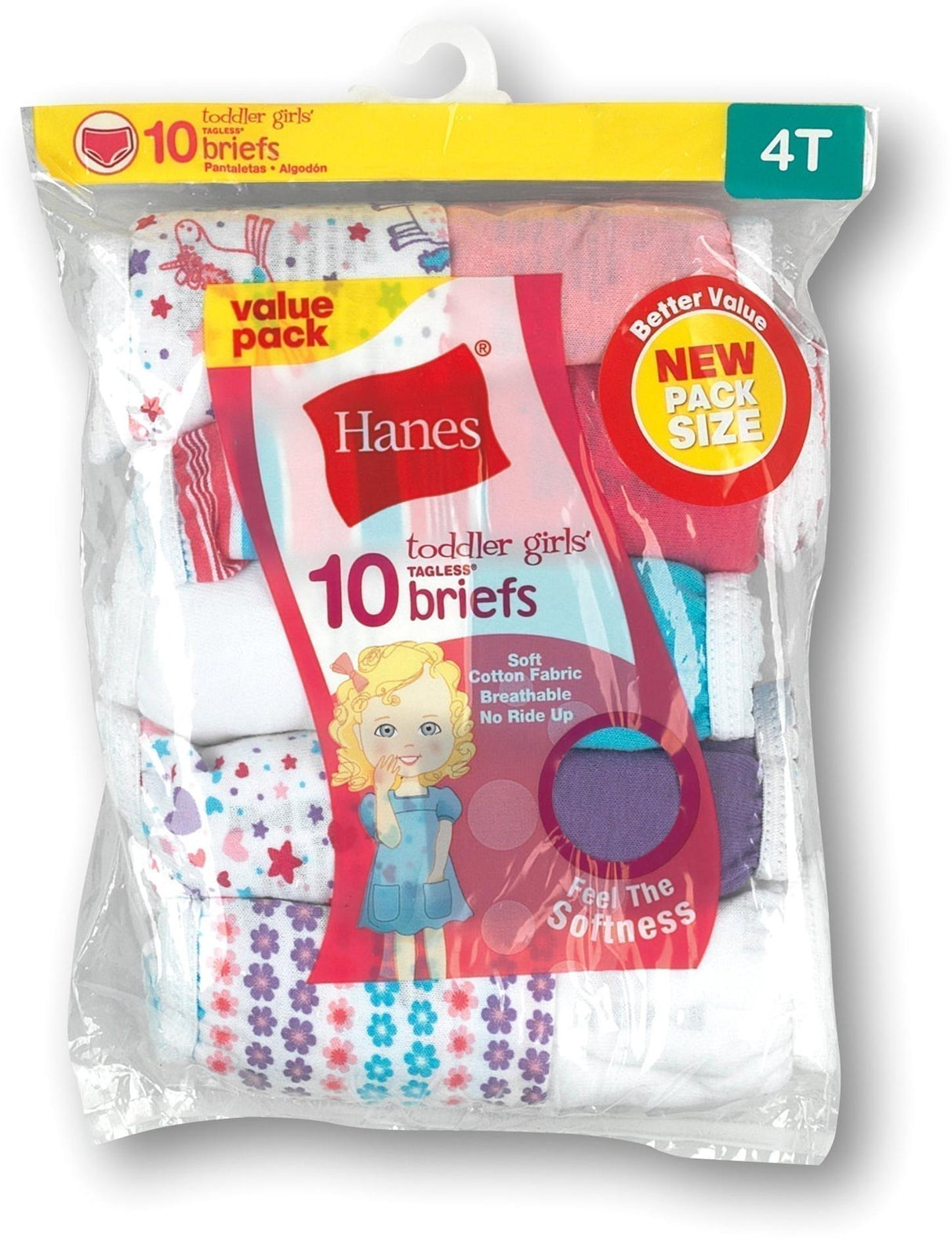 Hanes Toddler Girls Briefs Assorted 10 Pack - TP10AS Hanes Toddler Girls Briefs Assorted 10 Pack - TP10AS