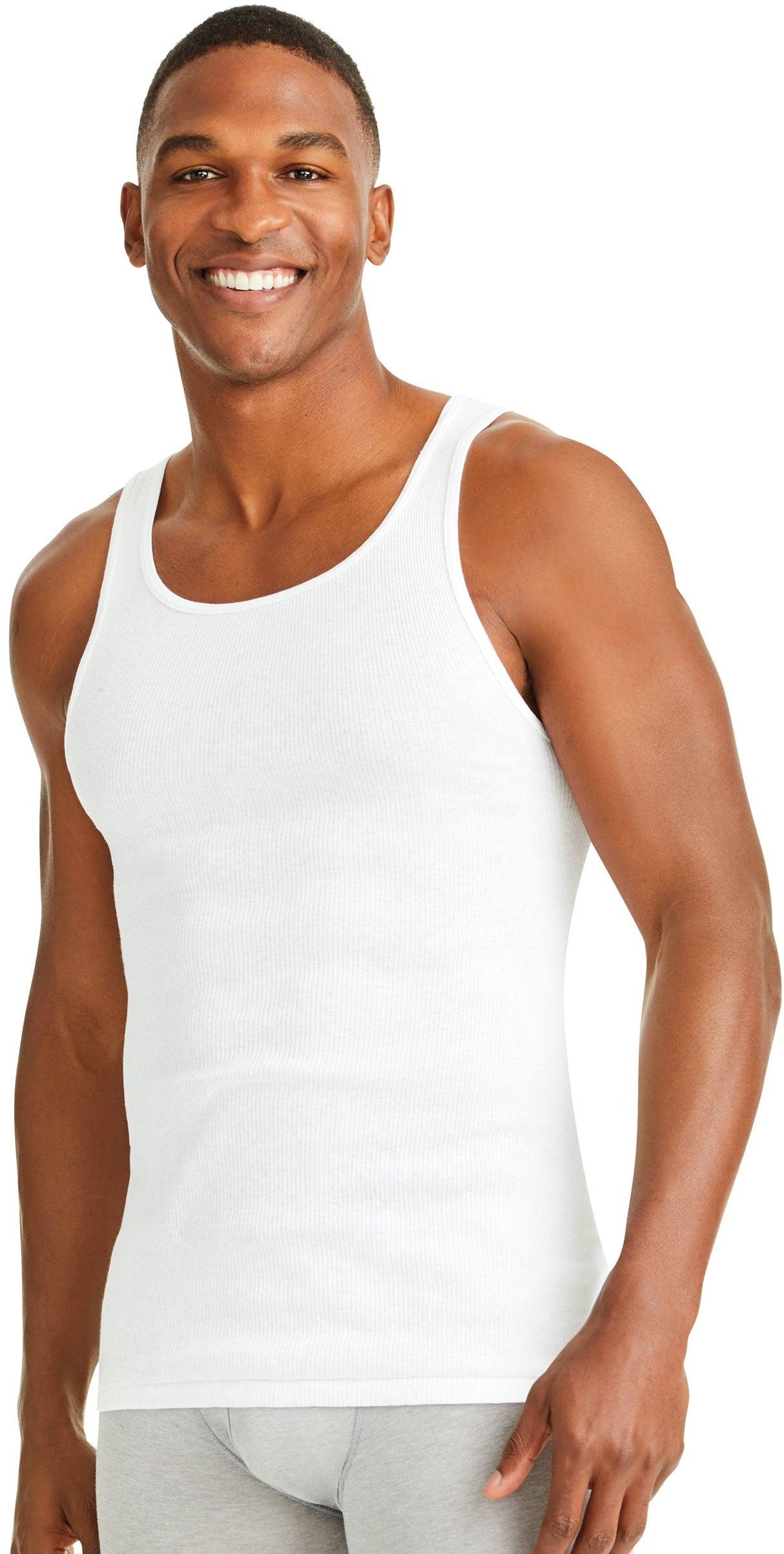 Hanes Mens TAGLESS® A-Shirt Tank Undershirts 6 Pack - 372AP6