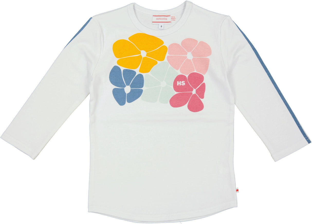 Hopscotch Girls Fine Rib Multi Flower 3/4 Sleeve T-shirt - SB5CP7138M Hopscotch Girls Fine Rib Multi Flower 3/4 Sleeve T-shirt - SB5CP7138M