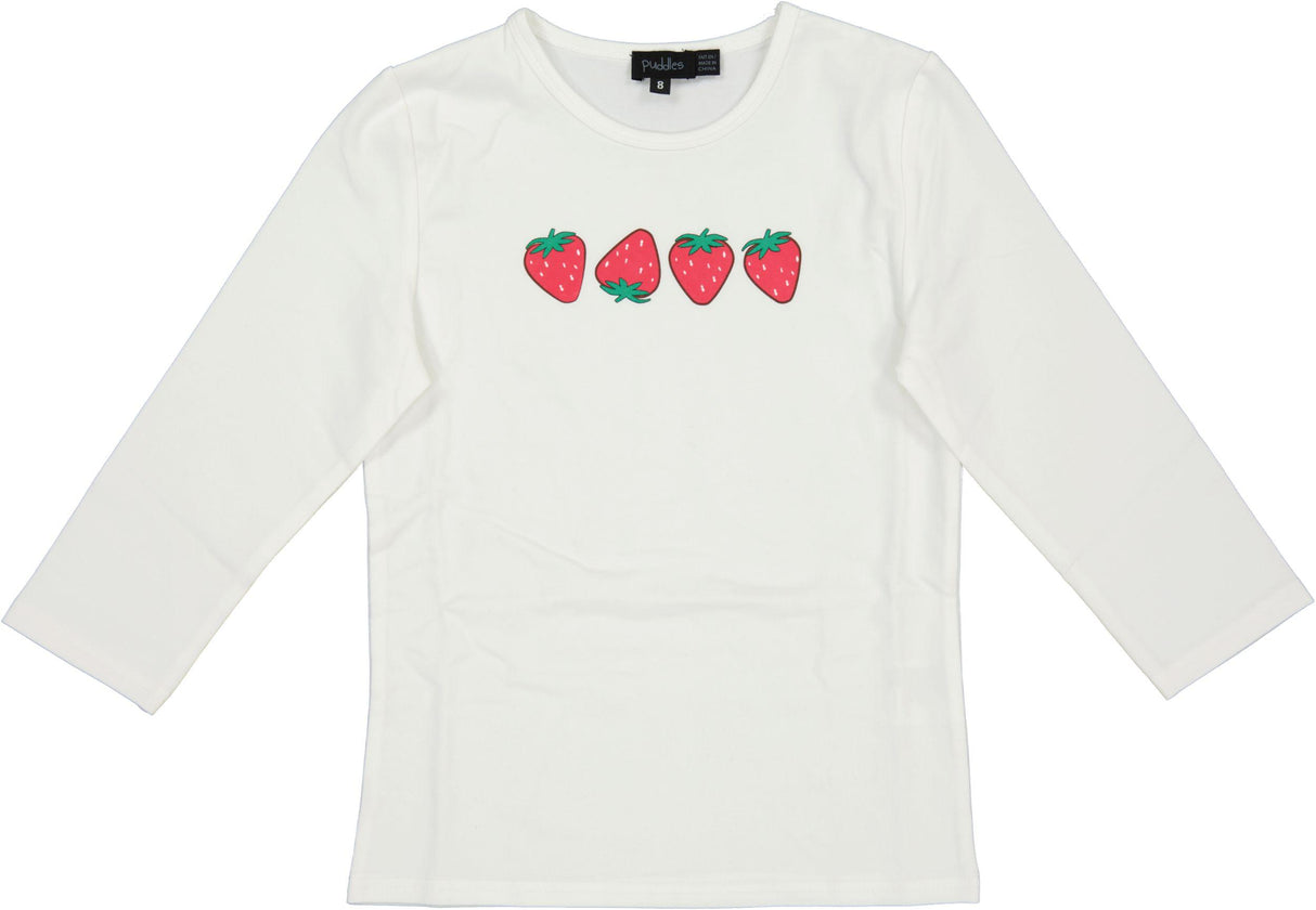 Puddles Girls Strawberry Print 3/4 Sleeve T-shirt - SB5CY2571TG Puddles Girls Strawberry Print 3/4 Sleeve T-shirt - SB5CY2571TG