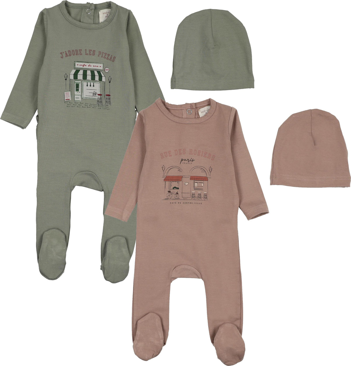 Analogie by Lil Legs Lil People Collection Baby Boys Girls Cafe Cotton Footie - AF26S300 Analogie by Lil Legs Lil People Collection Baby Boys Girls Cafe Cotton Footie - AF26S300