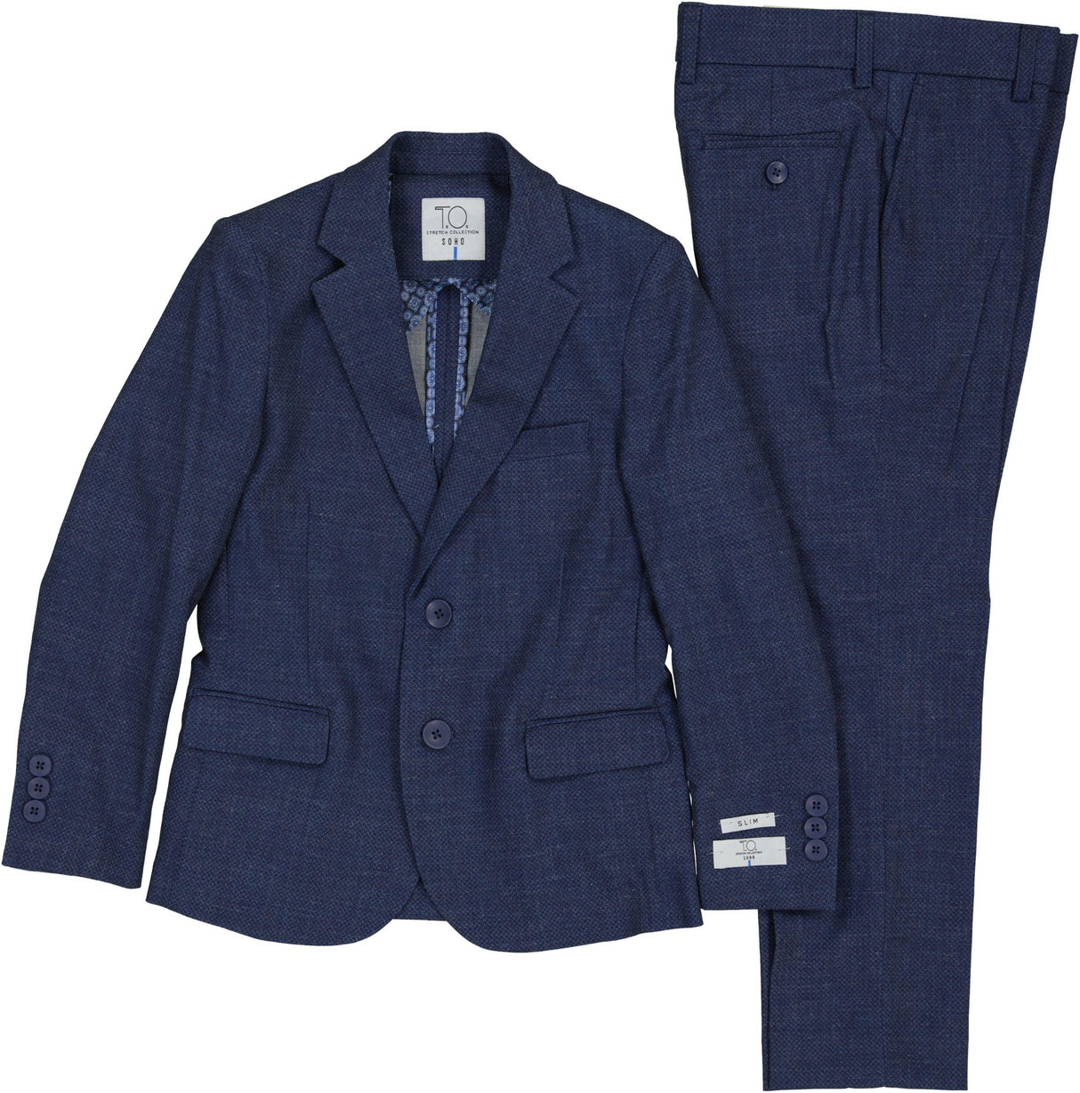 T.O. Collection Boys Blue Soho Stretch Knit Fashion Suit - 9131-090 T.O. Collection Boys Blue Soho Stretch Knit Fashion Suit - 9131-090