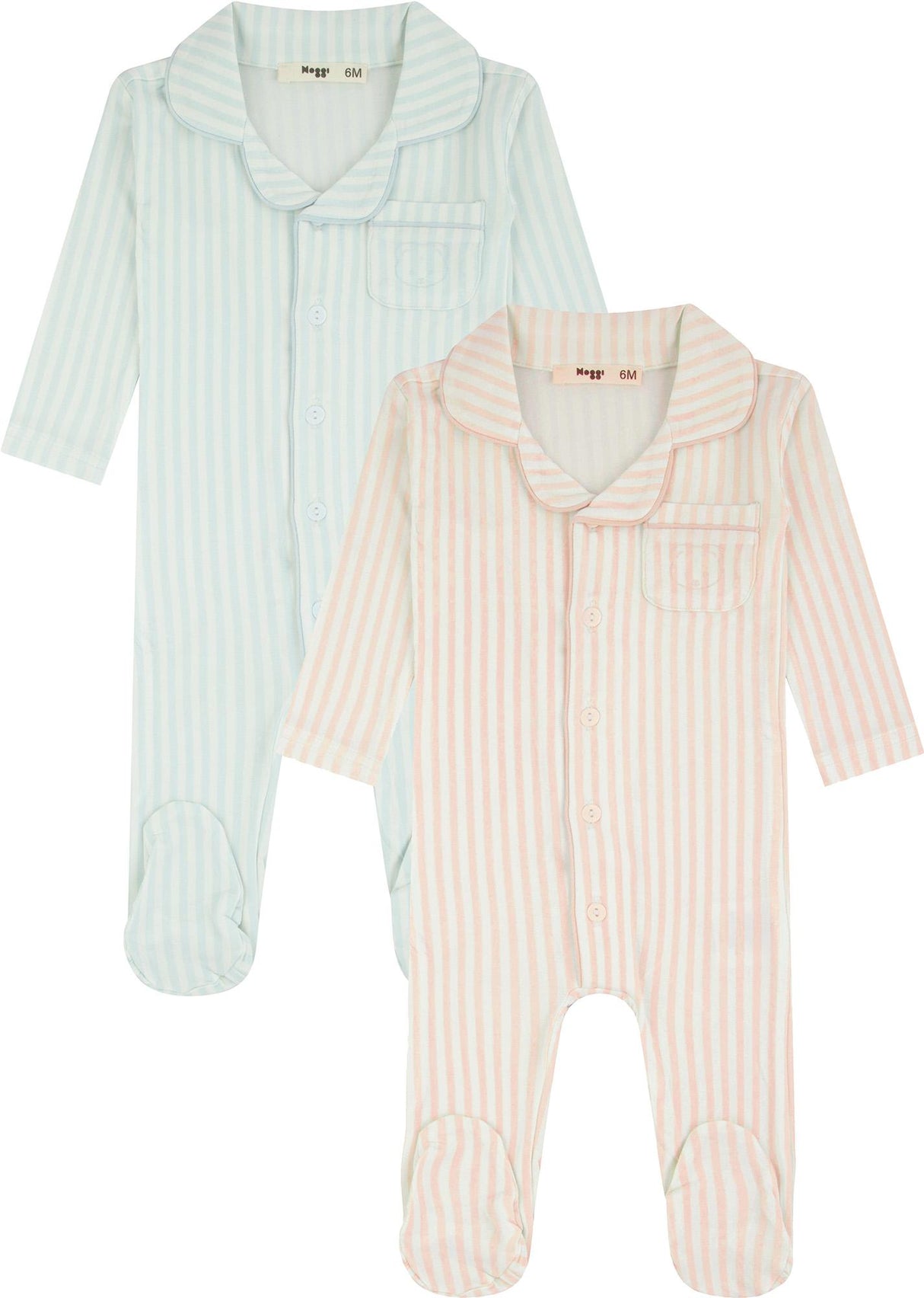 Noggi Baby Boys Girls Bamboo Cotton Striped Footie - 216218 Noggi Baby Boys Girls Bamboo Cotton Striped Footie - 216218