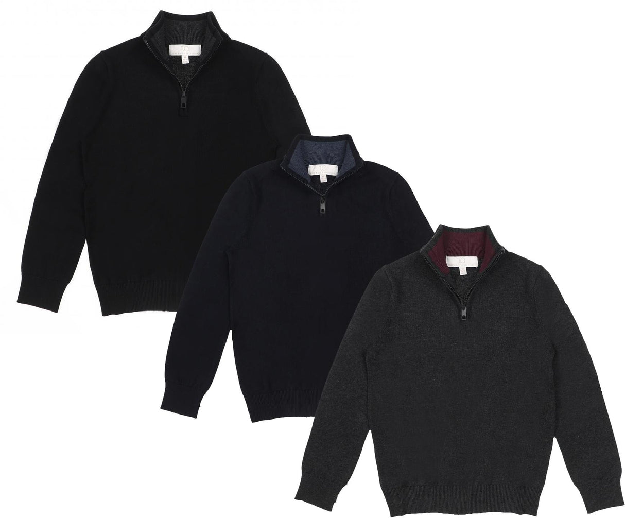 T.O. Collection Boys Fine Knit 1/4 Zip Sweater - SWB-QZ T.O. Collection Boys Fine Knit 1/4 Zip Sweater - SWB-QZ