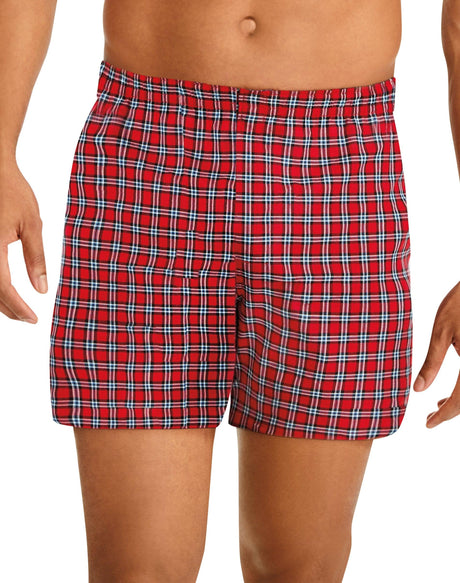 Hanes Mens TAGLESS® Tartan Woven Boxers Underwear 5 Pack - 745BP5 Hanes Mens TAGLESS® Tartan Woven Boxers Underwear 5 Pack - 745BP5