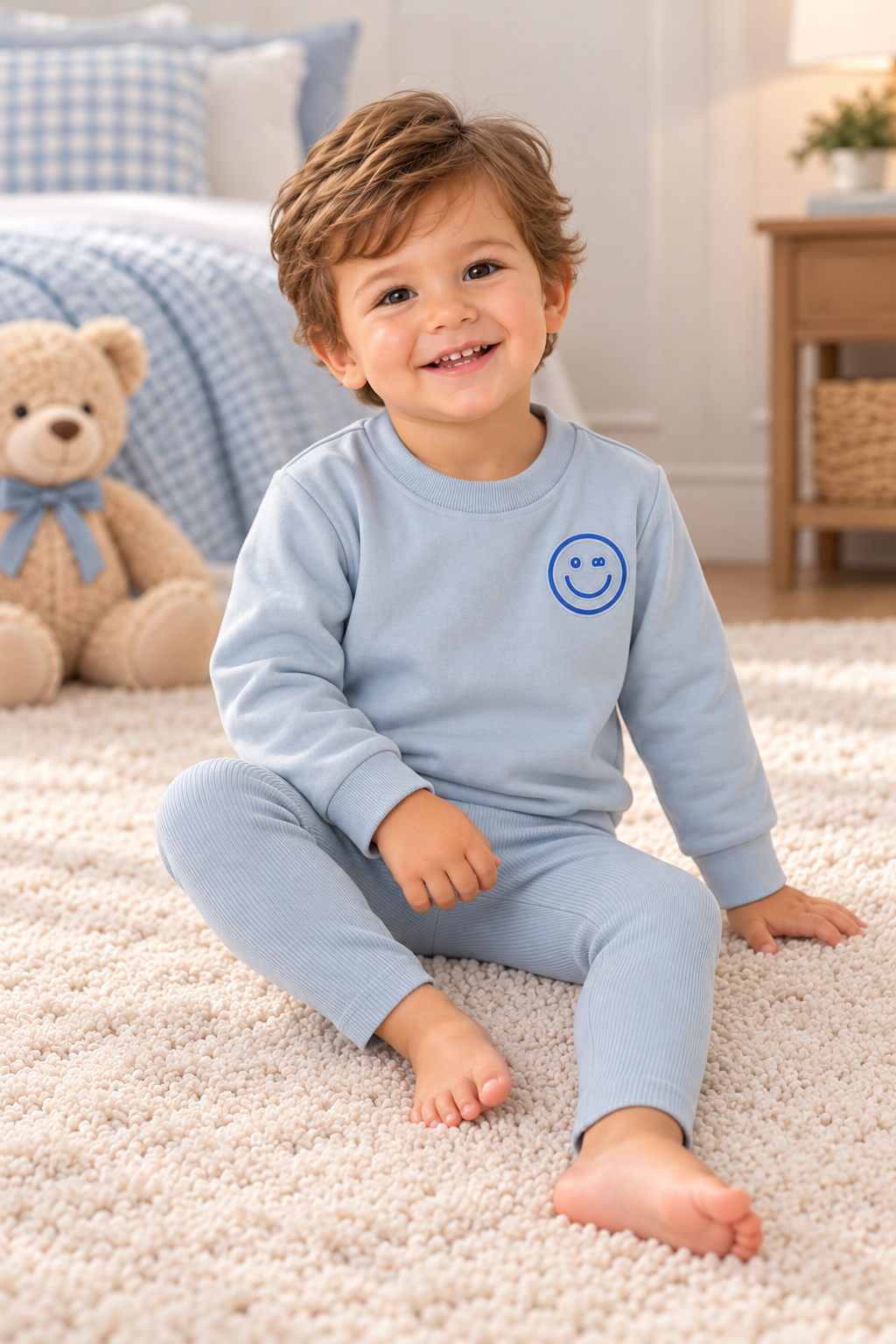 Bonjoy Baby Boys Girls Embossed Smiley Outfit - BWL26207SET Bonjoy Baby Boys Girls Embossed Smiley Outfit - BWL26207SET